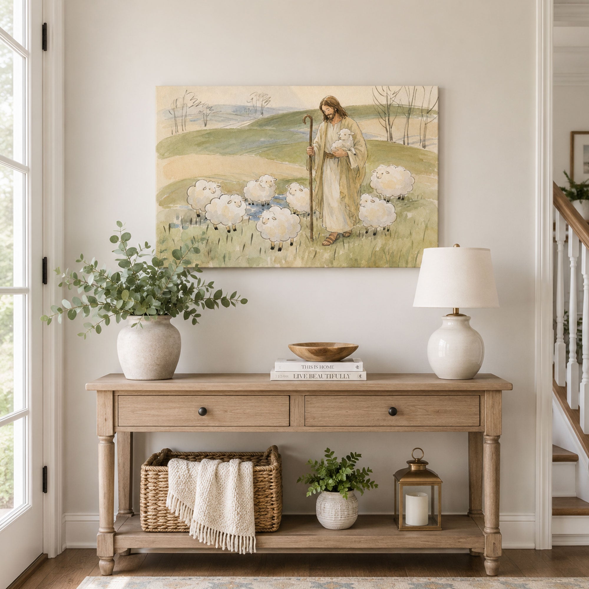 Jesus the Good Shepherd Canvas Print, Christian Home Decor