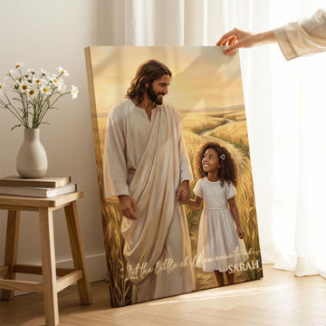 Custom Jesus and Child Canvas, Personalized Christian Portrait, Baptism Gift Idea