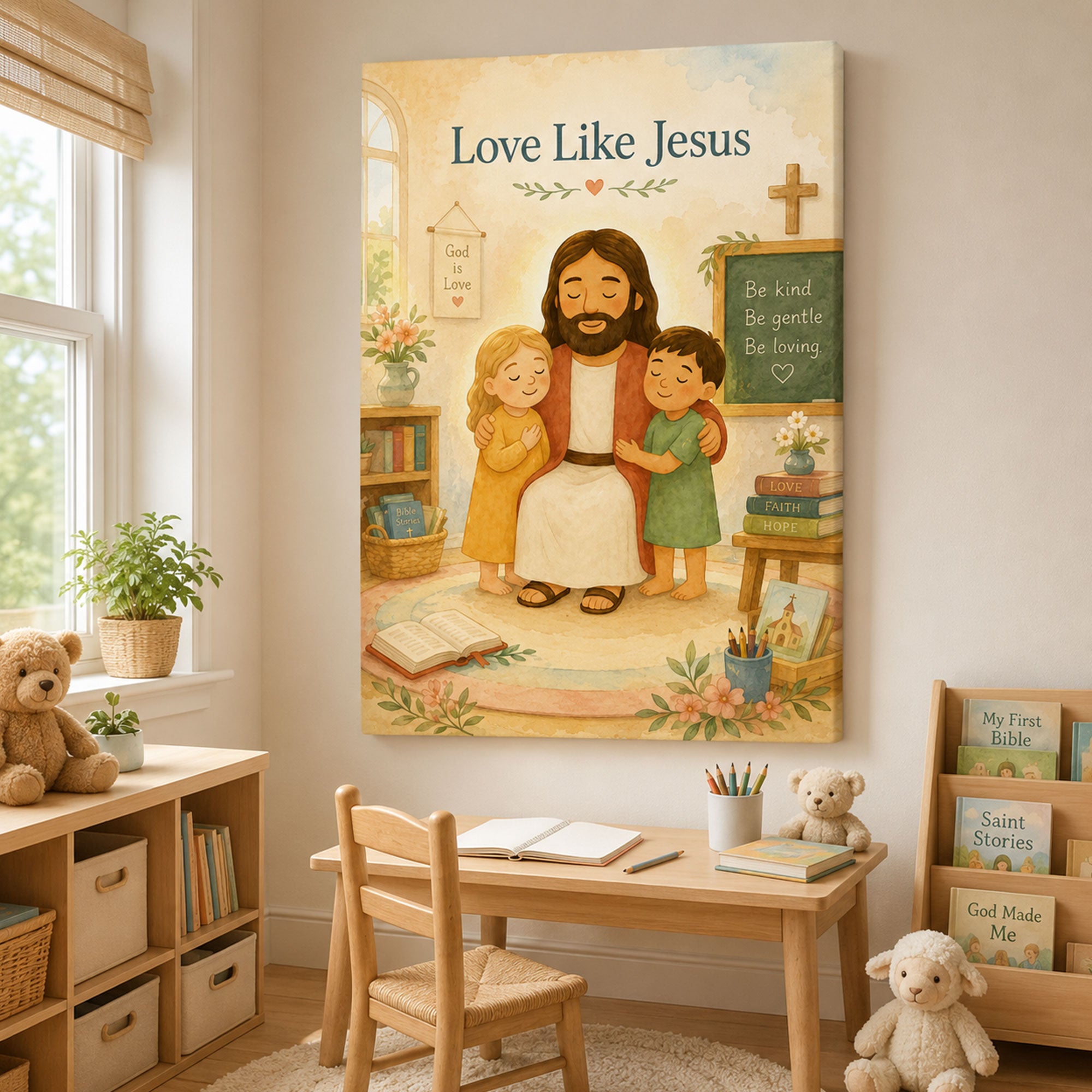 Love Like Jesus Canvas Print Christian Kids Wall Art Bible Classroom Nursery Faith Decor