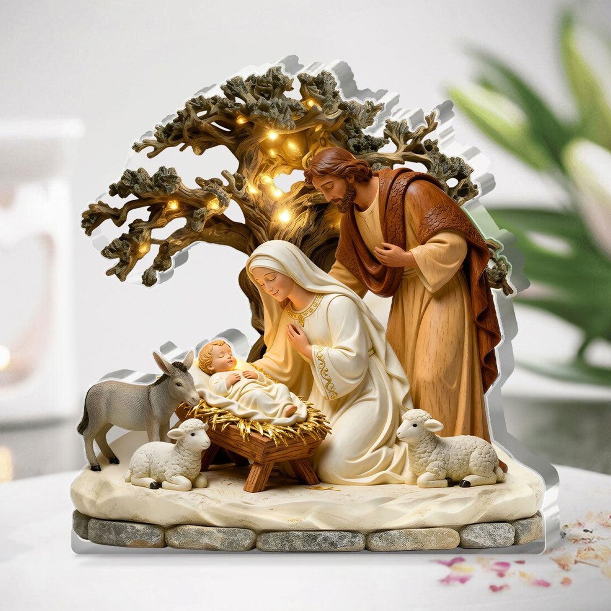 The Light of Bethlehem Custom Shaped Acrylic Plaque, Christian Nativity Gift, Christmas Faith Decor, Single-Sided 2D Flat Display