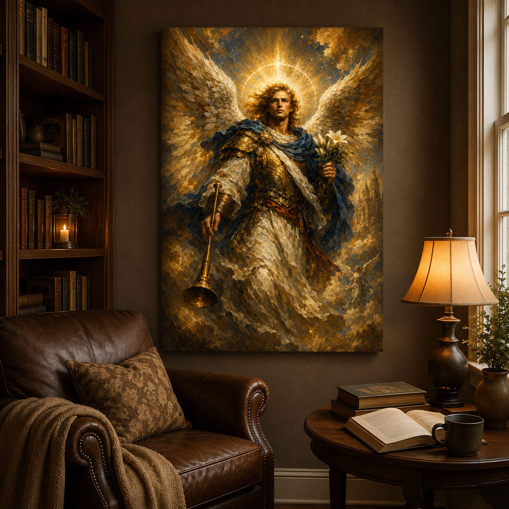 Archangel Gabriel Canvas Print, Christian Angel Wall Art, Faith Home Decor