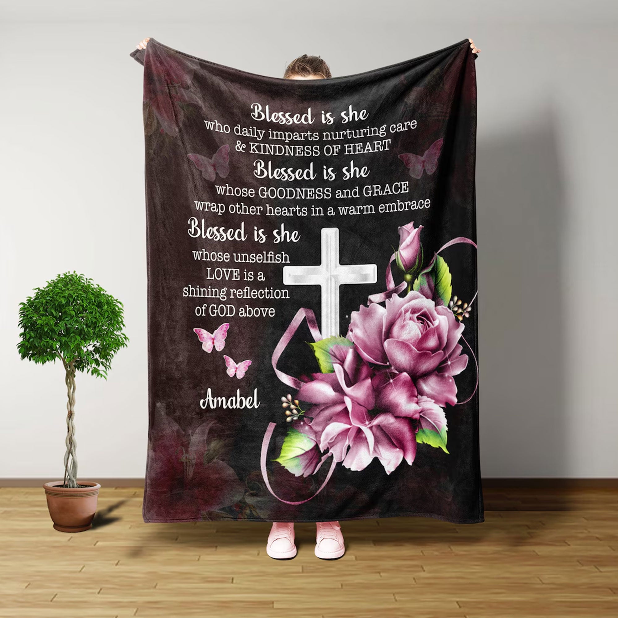 Custom Name Christian Blanket, Inspirational Gift for Women, Religious Throw Blanket, Birthday Gift for Mom, Faith Gift for Her