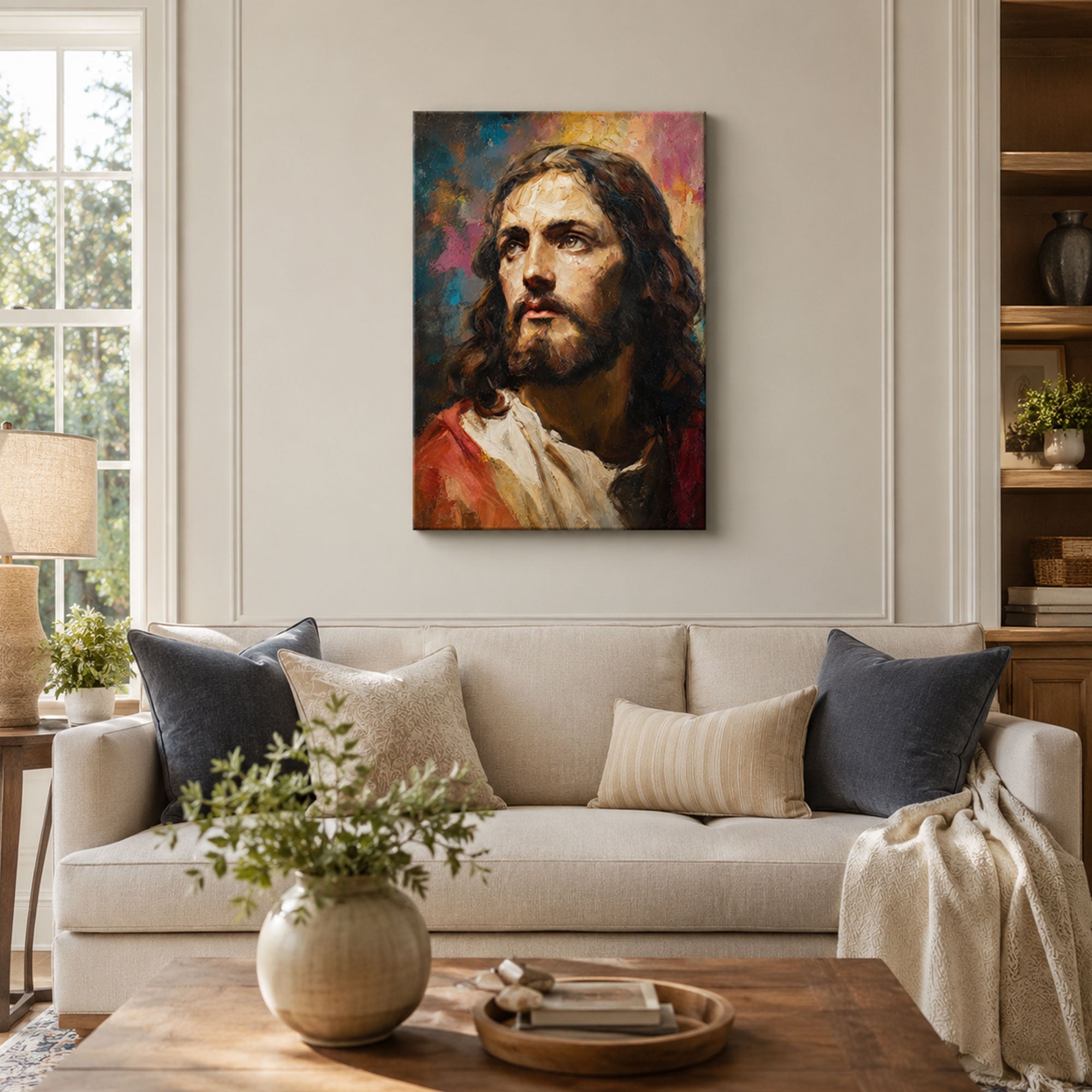 Jesus Christ Portrait Canvas Print, Christian Home Decor