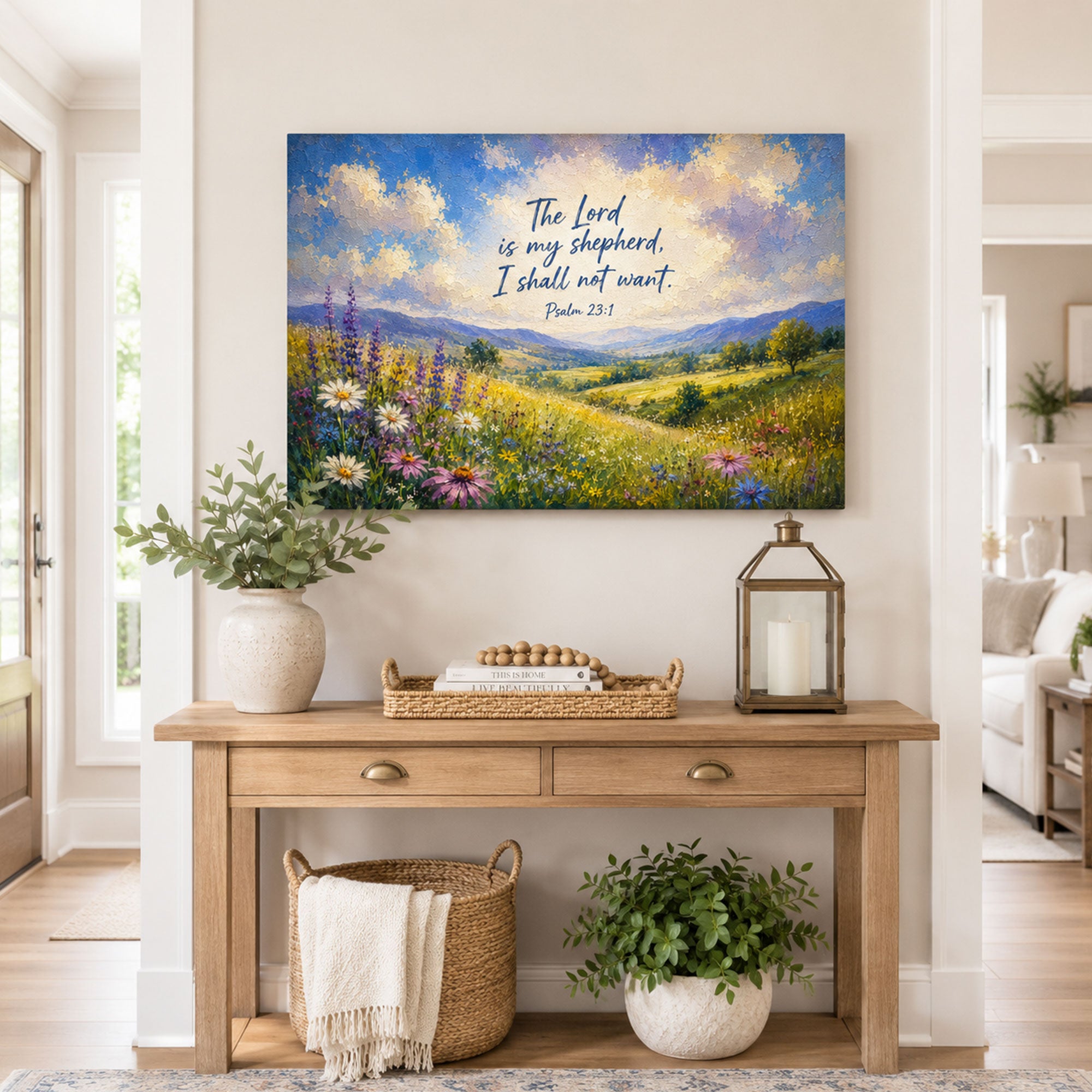Psalm 23:1 Canvas Print, The Lord Is My Shepherd Christian Decor