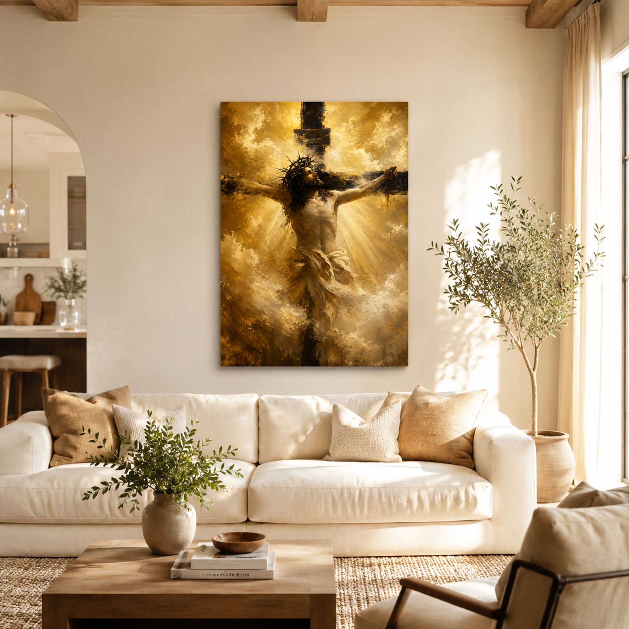 Jesus on the Cross Canvas Print, Crucifixion of Christ Christian Wall Decor, Faith Gift