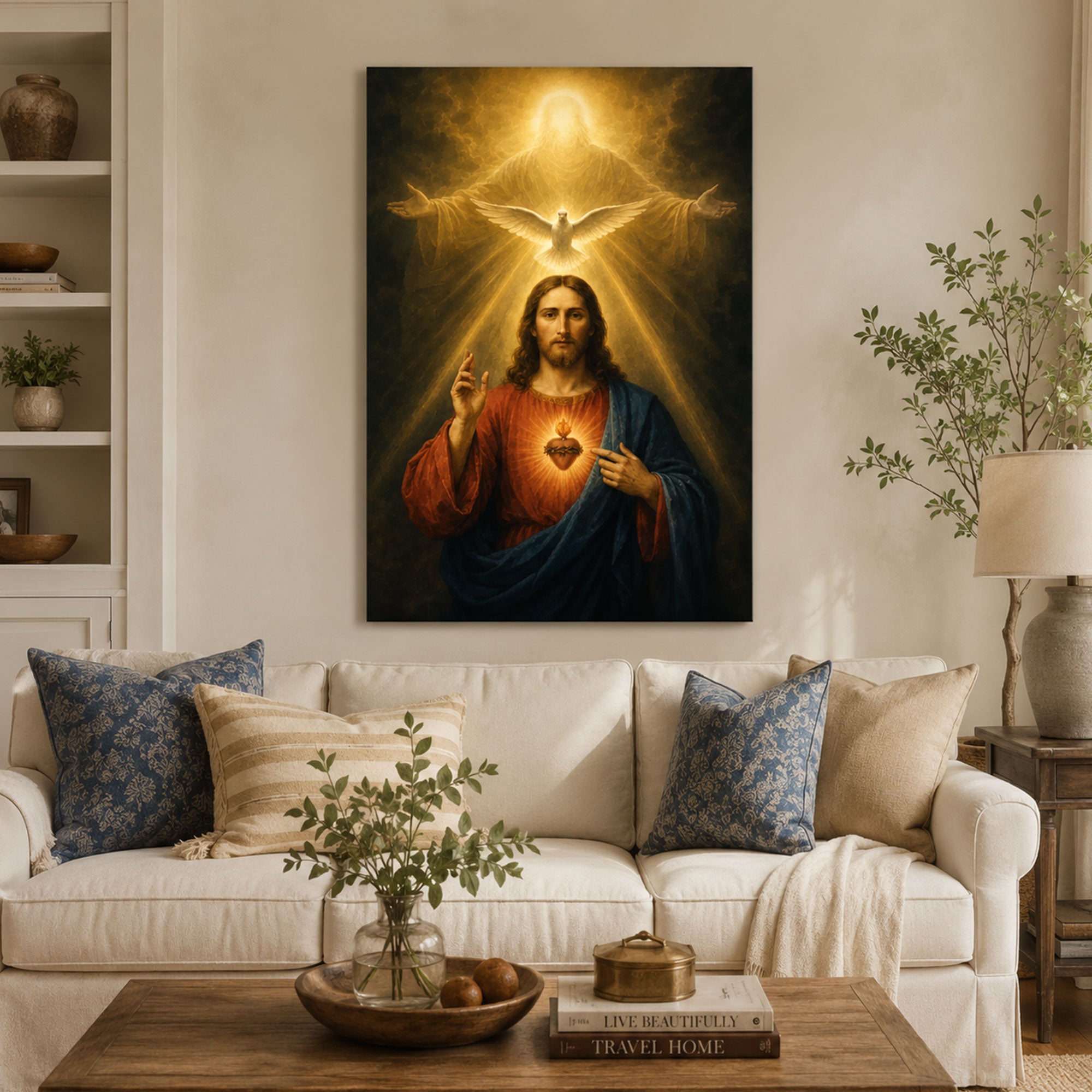 The Holy Trinity Canvas Print Father Son and Holy Spirit Classical Oil Painting Christian Religious Wall Decor