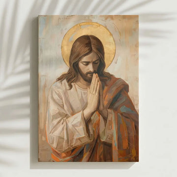 Jesus Praying Canvas Wall Art, Christian Decor, Catholic Prayer Room Bedroom Decoration