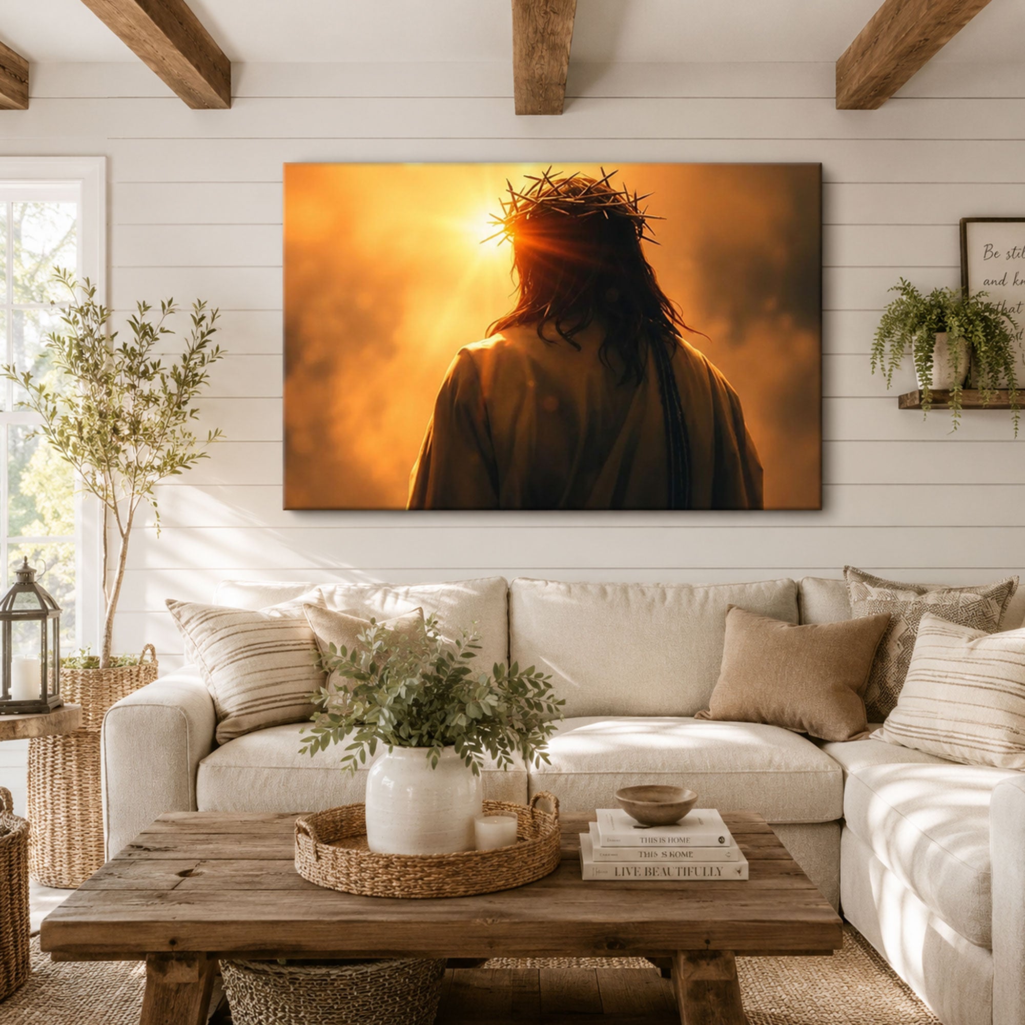 Jesus Crown of Thorns Wall Art Christian Canvas Print Passion of Christ Spiritual Redemption Decor