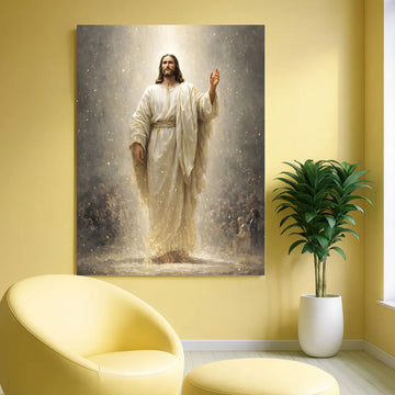 Jesus Ascension Canvas Print, Heavenly Light Christian Wall Art, Glory Faith Home Decor
