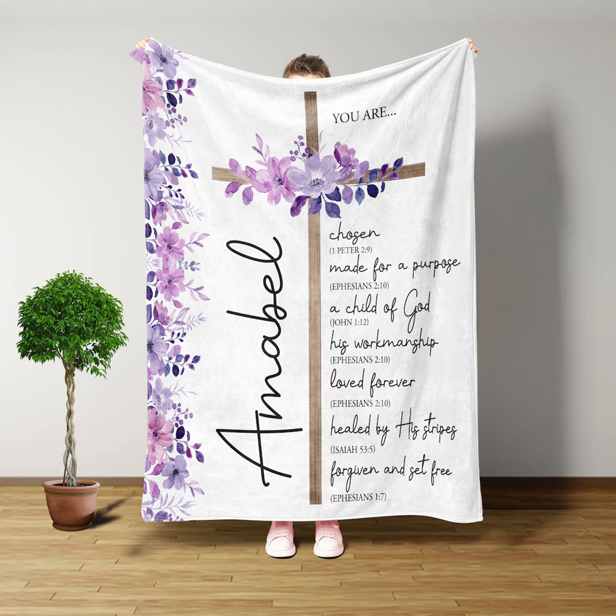 Custom Name Christian Blanket for Women, Bible Verse Throw Blanket, Religious Gift, Jesus Lover Gift, Faith Gift for Her
