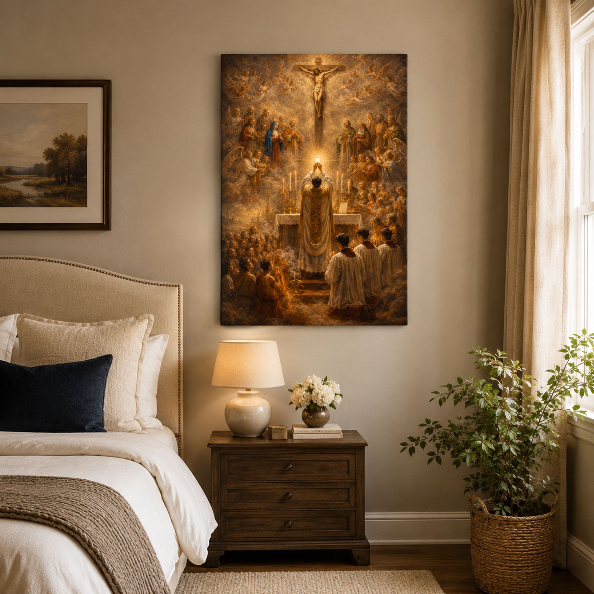 Holy Sacrifice of the Mass Canvas Print, Catholic Eucharist Wall Art, Faith Home Decor Gift
