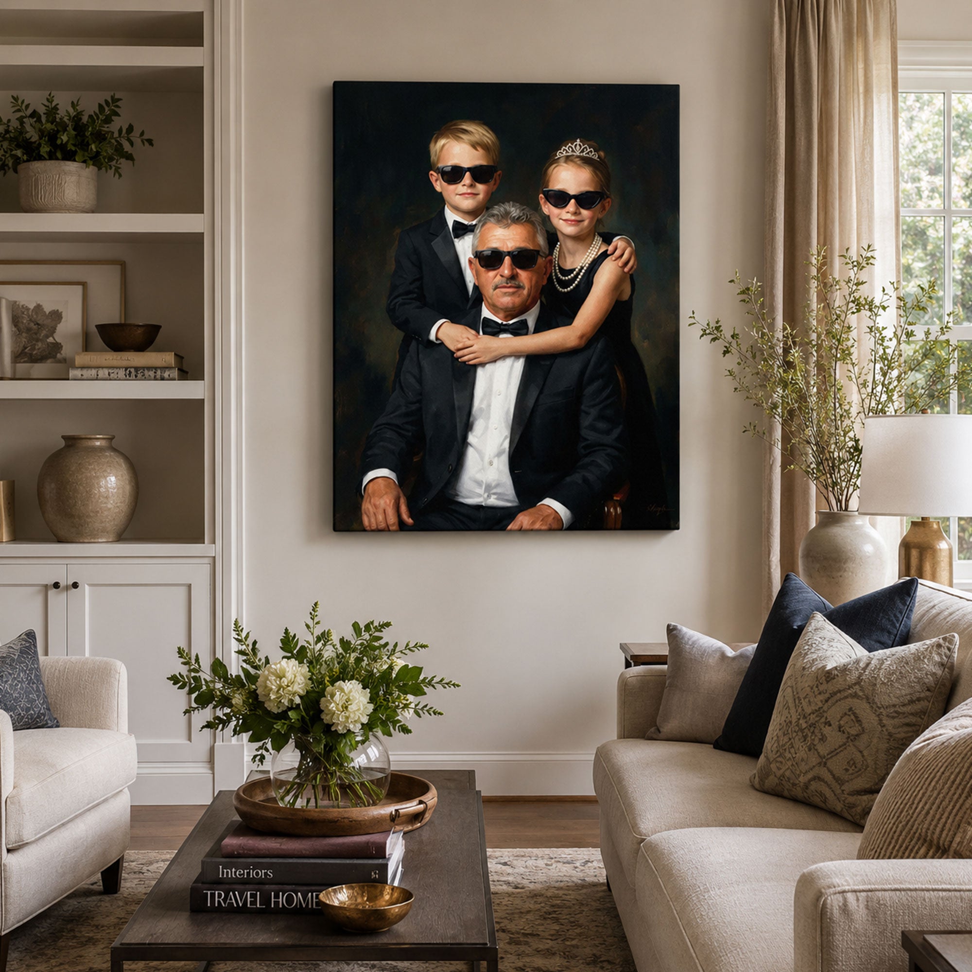 Personalized The Icon Grandpa And Grandchildren Canvas Print, Custom Legendary Family Portrait Wall Art, Father’s Day Gift For Grandpa
