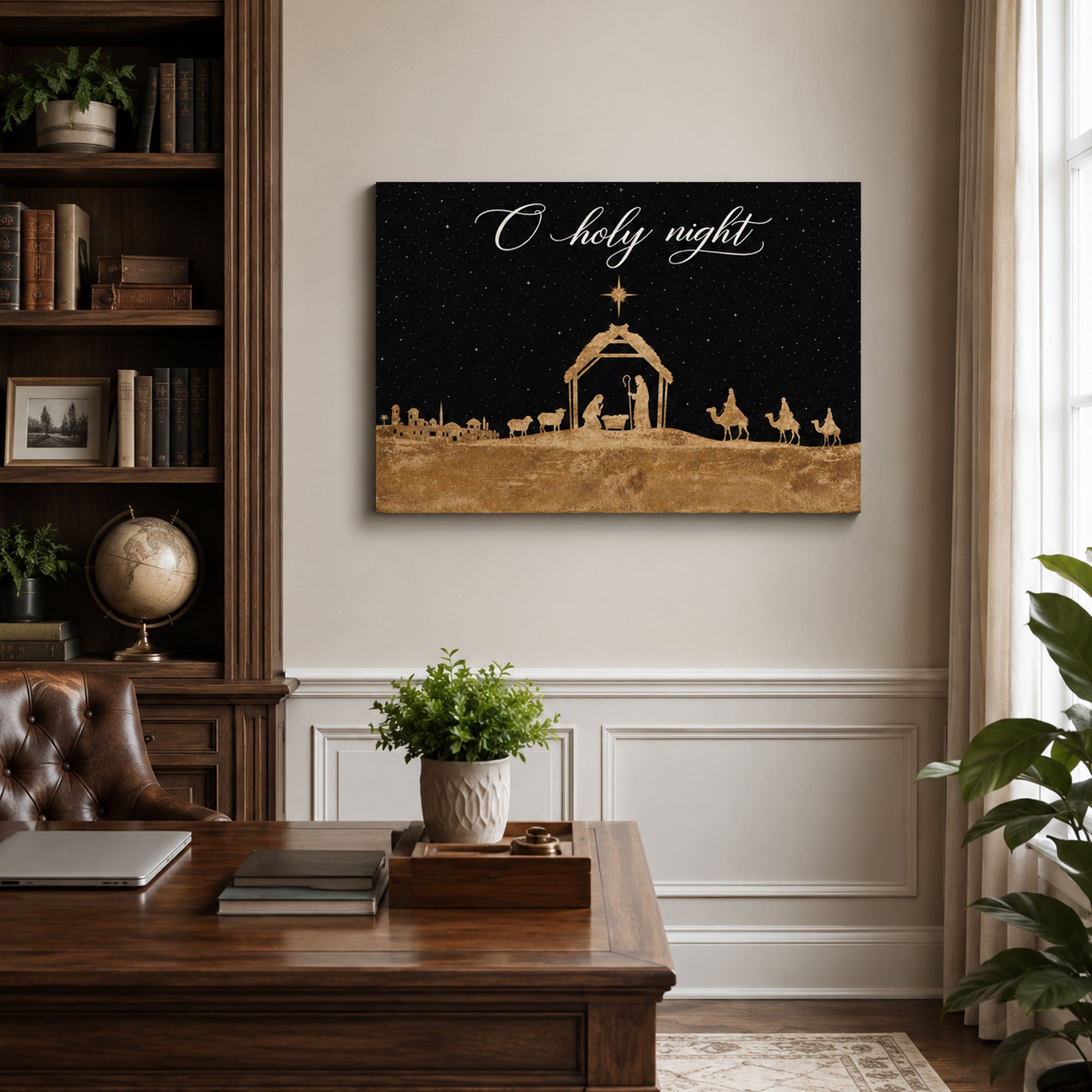 O Holy Night Nativity Canvas Print, Christian Home Decor