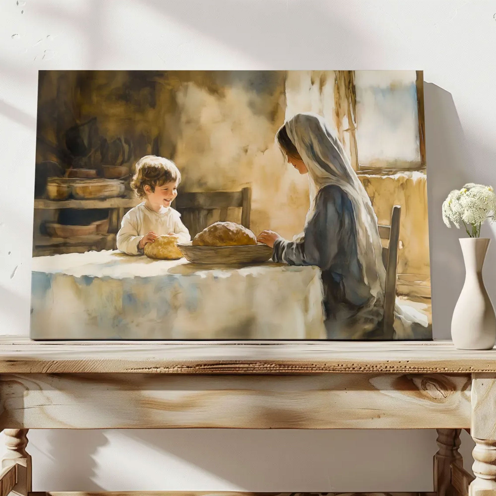 Mother Mary and Jesus Canvas Print, Catholic Wall Art, Christian Religious Home Decor