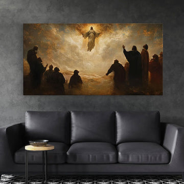The Ascension of Christ Romanticism Style Canvas Print, Glorious Heaven Christian Wall Art, Inspirational Faith Home Decor