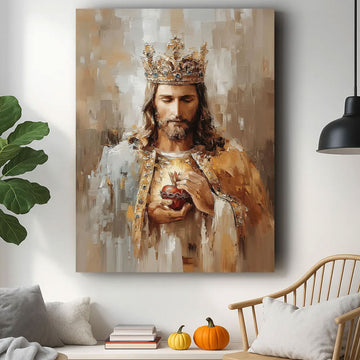 Christ the King Sacred Heart Canvas Print Jesus Royal Christian Wall Art Religious Faith Home Decor