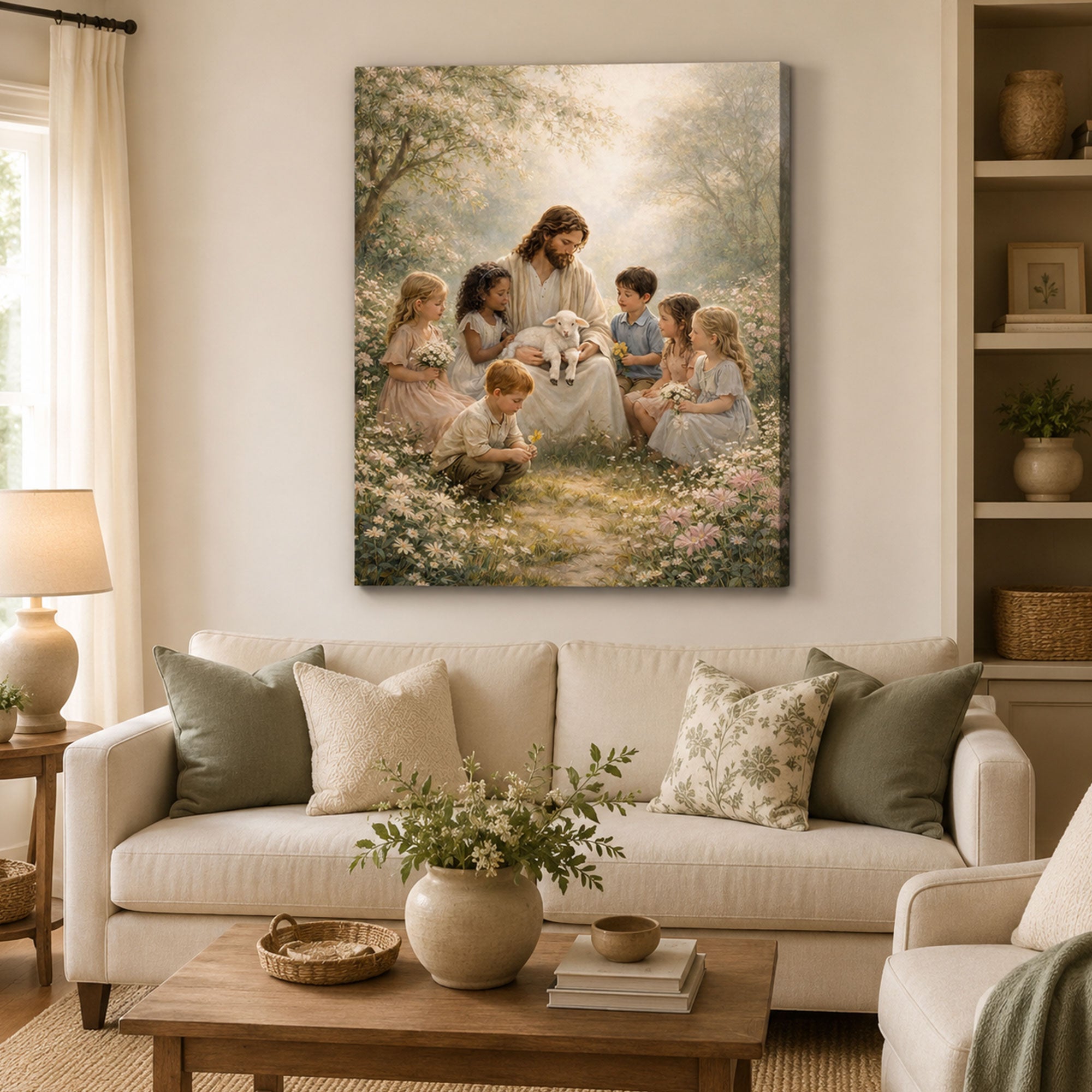 Jesus with Children Canvas Print Christian Wall Art Faith Inspired Family Home Decor