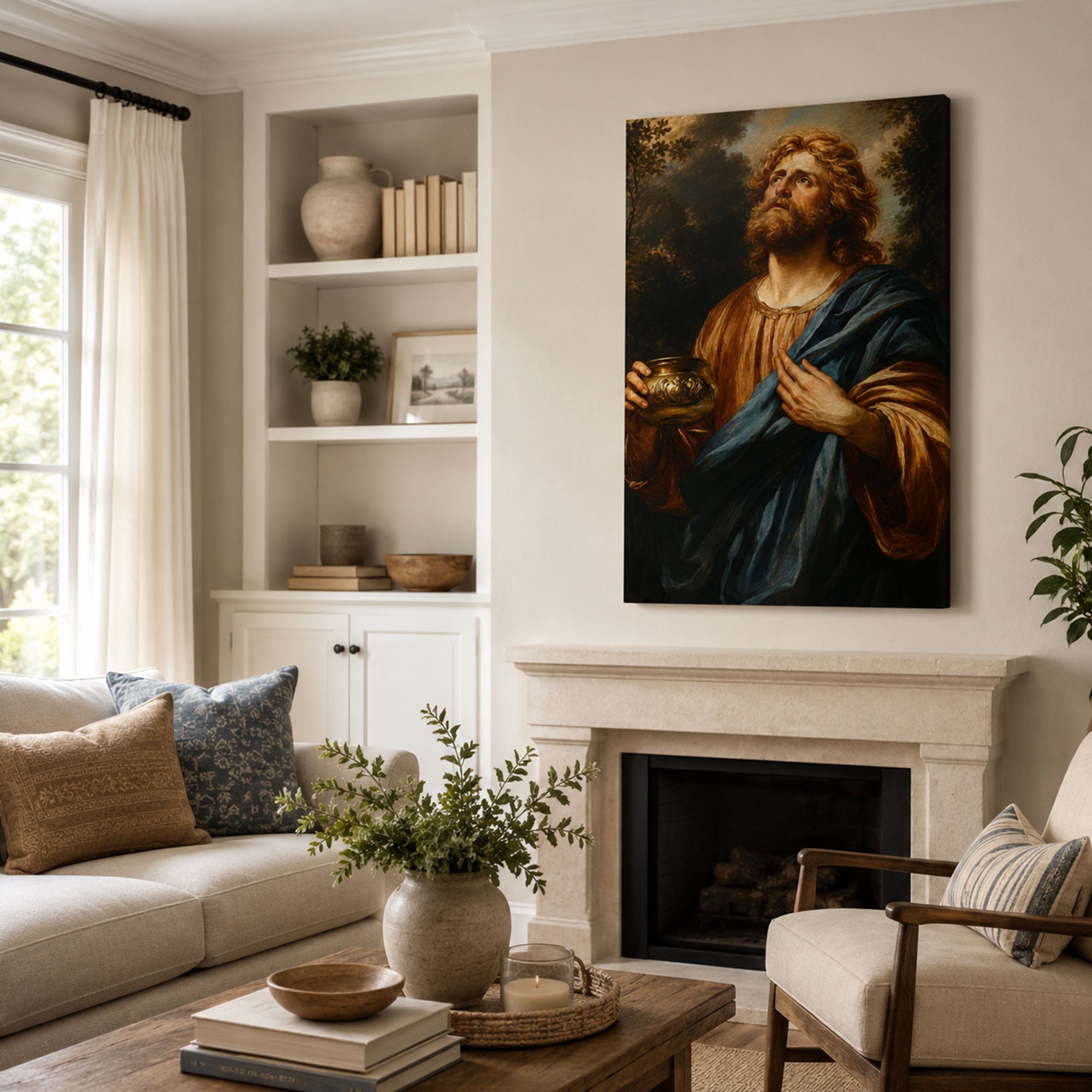 Saint John the Evangelist with Chalice Canvas Print, Catholic Apostle Art