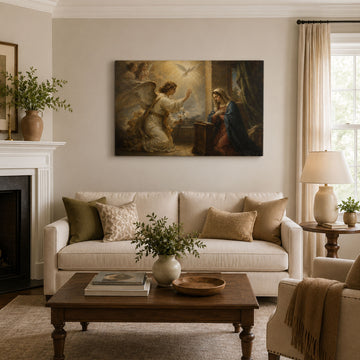 The Annunciation Canvas Print, Angel Gabriel and Virgin Mary Catholic Wall Art