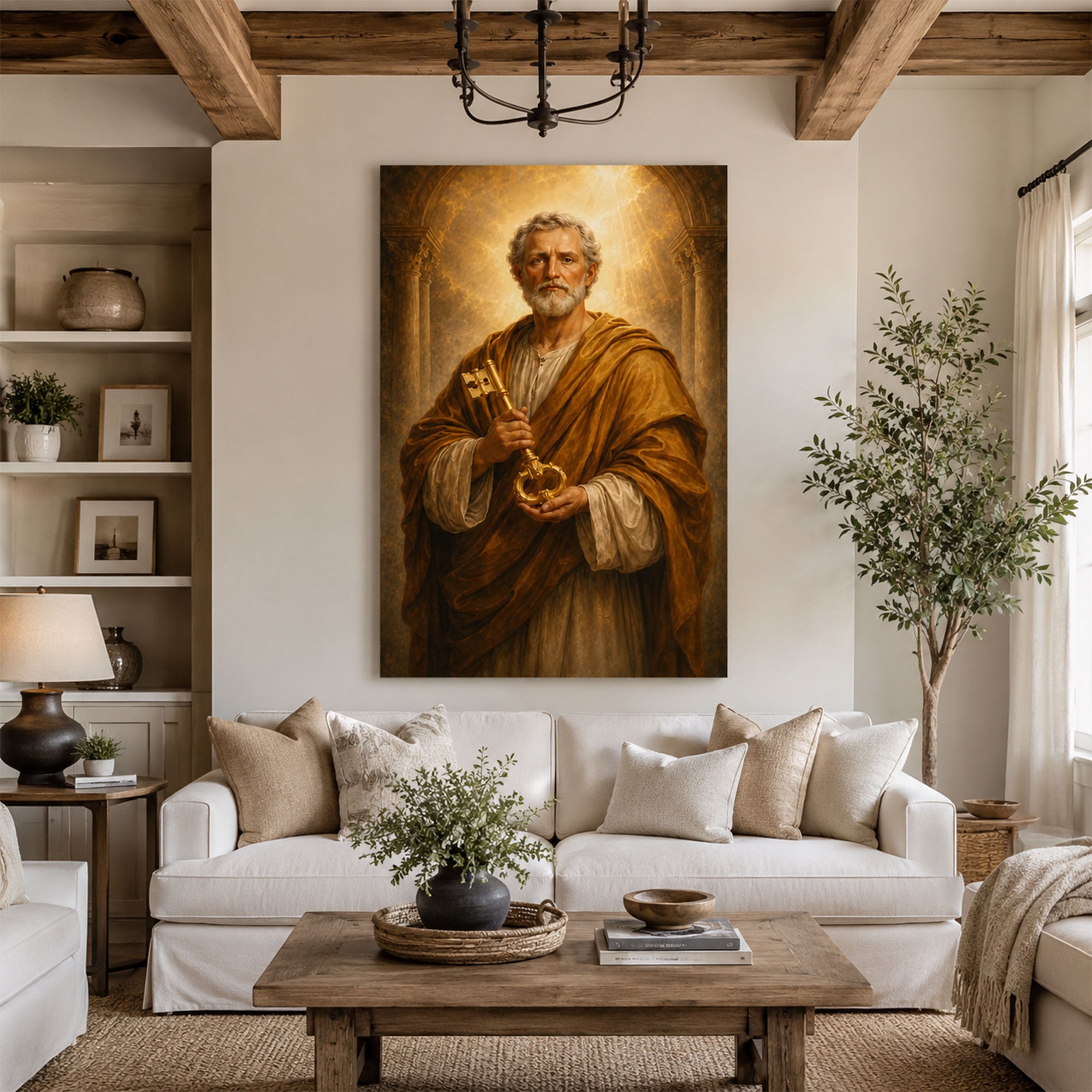 St. Peter the Apostle Canvas Print, Keys to Heaven Catholic Wall Art, Faith Home Decor Gift