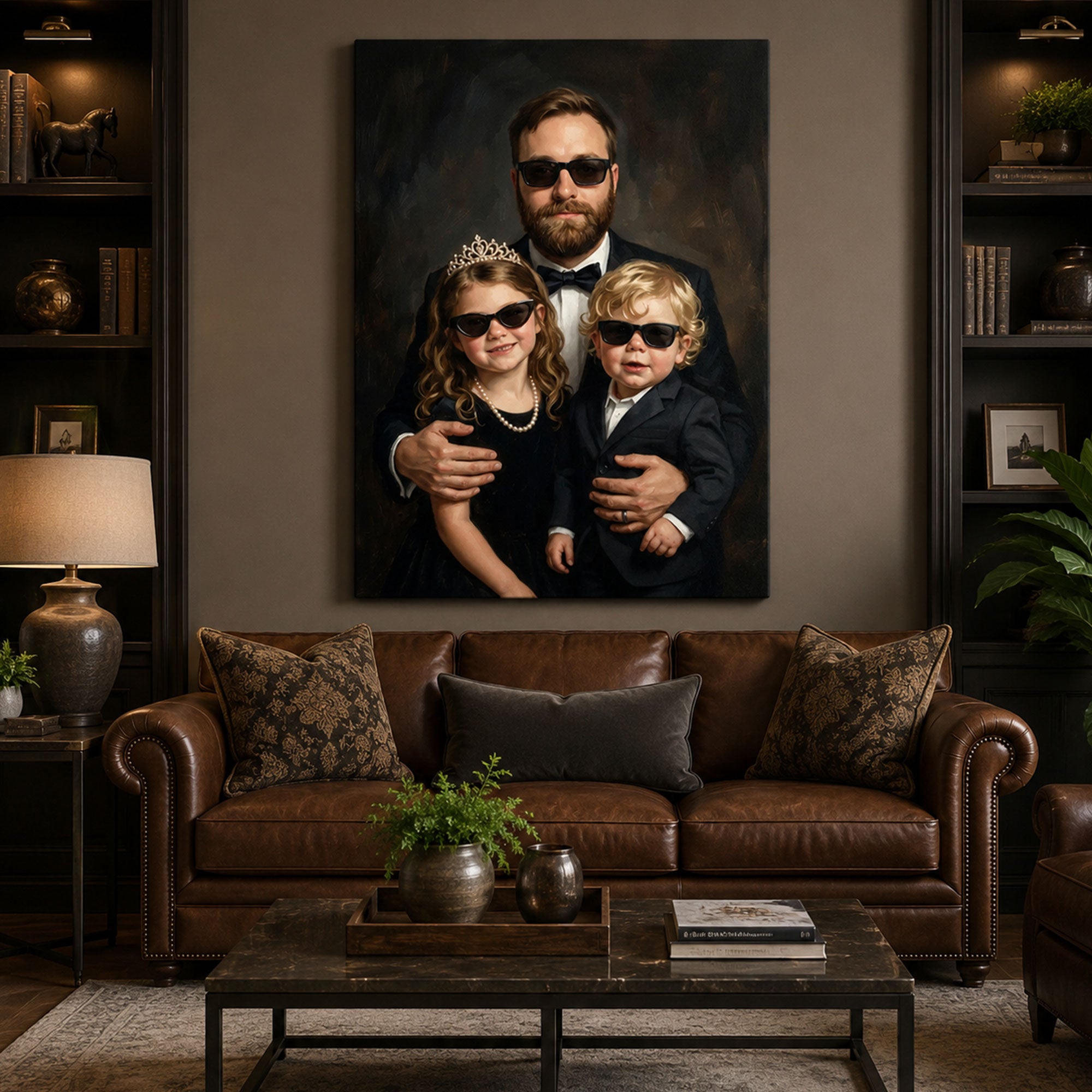 Custom Face For Dad The Icon Canvas Print, Personalized Father and Kids Portrait, Funny Father’s Day Gift