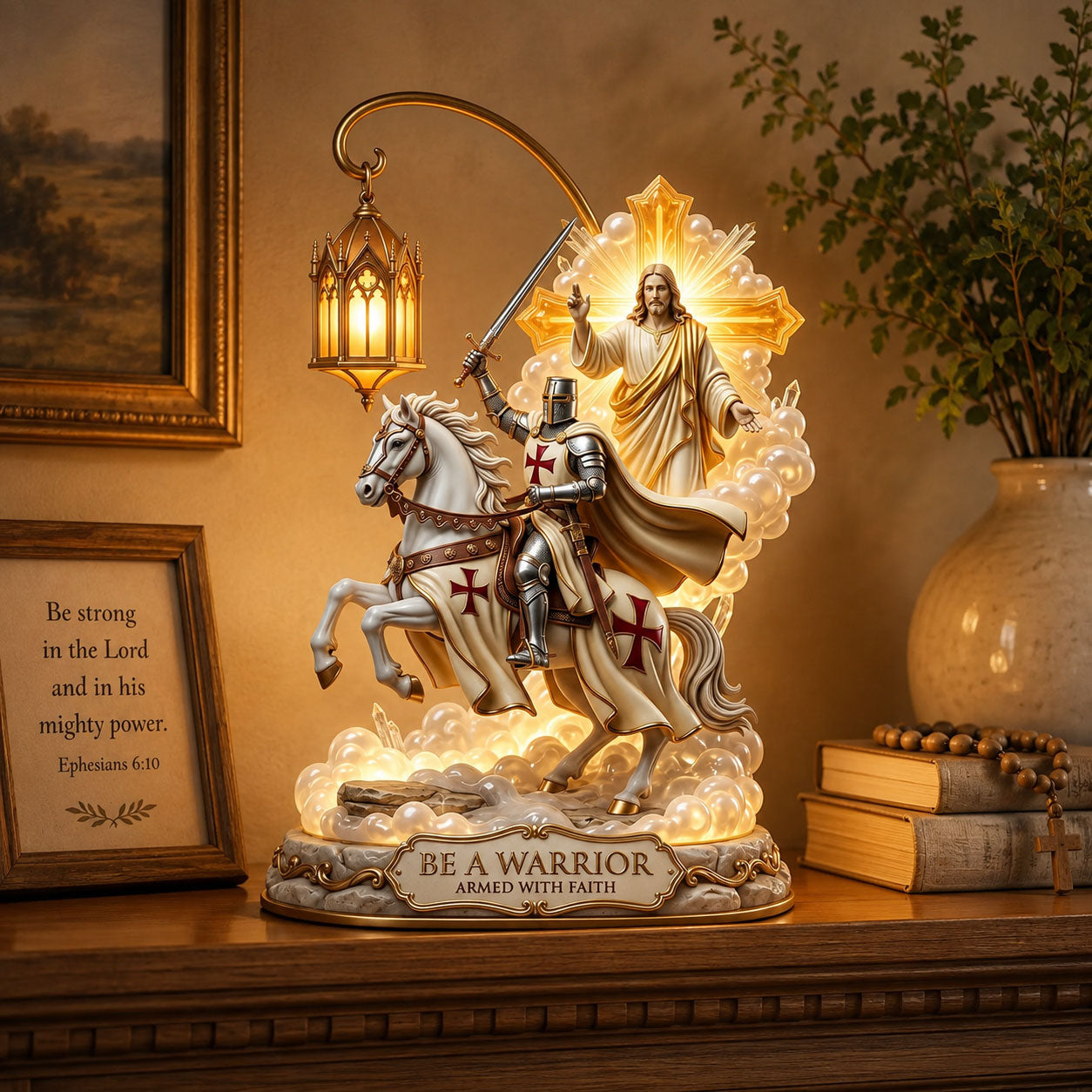 Christian Warrior Acrylic Desk Plaque, Be a Warrior Armed With Faith, Ephesians 6:10 Christian Decor
