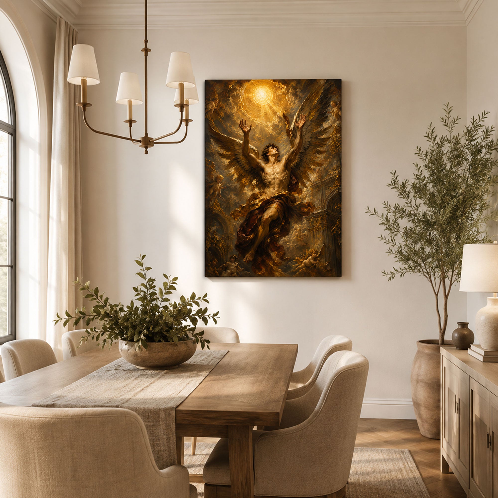 Angel Ascending to Heaven Canvas Print, Heavenly Christian Wall Decor, Inspirational Faith Gift