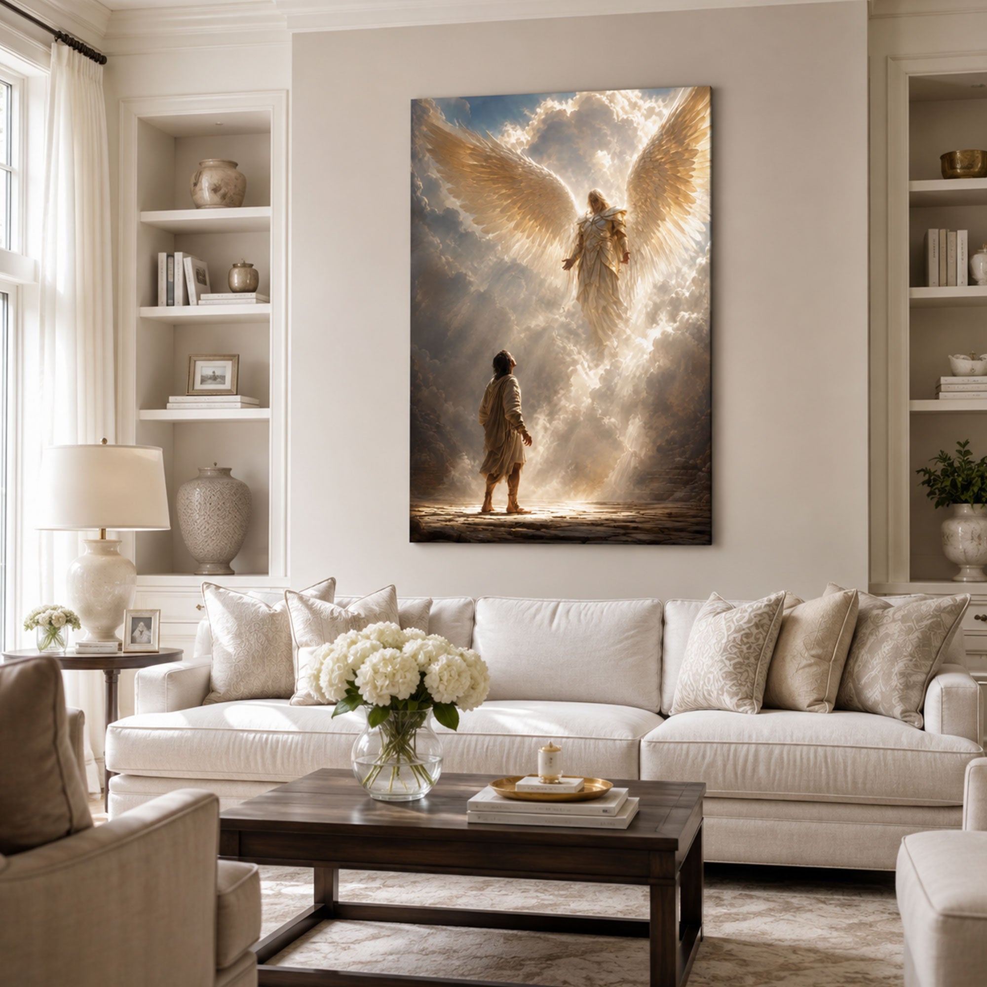 Guardian Angel Protection Canvas Print, Heavenly Christian Wall Decor, Faith Gift
