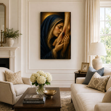 Our Lady of Sorrows at the Cross Canvas Print, Catholic Home Decor