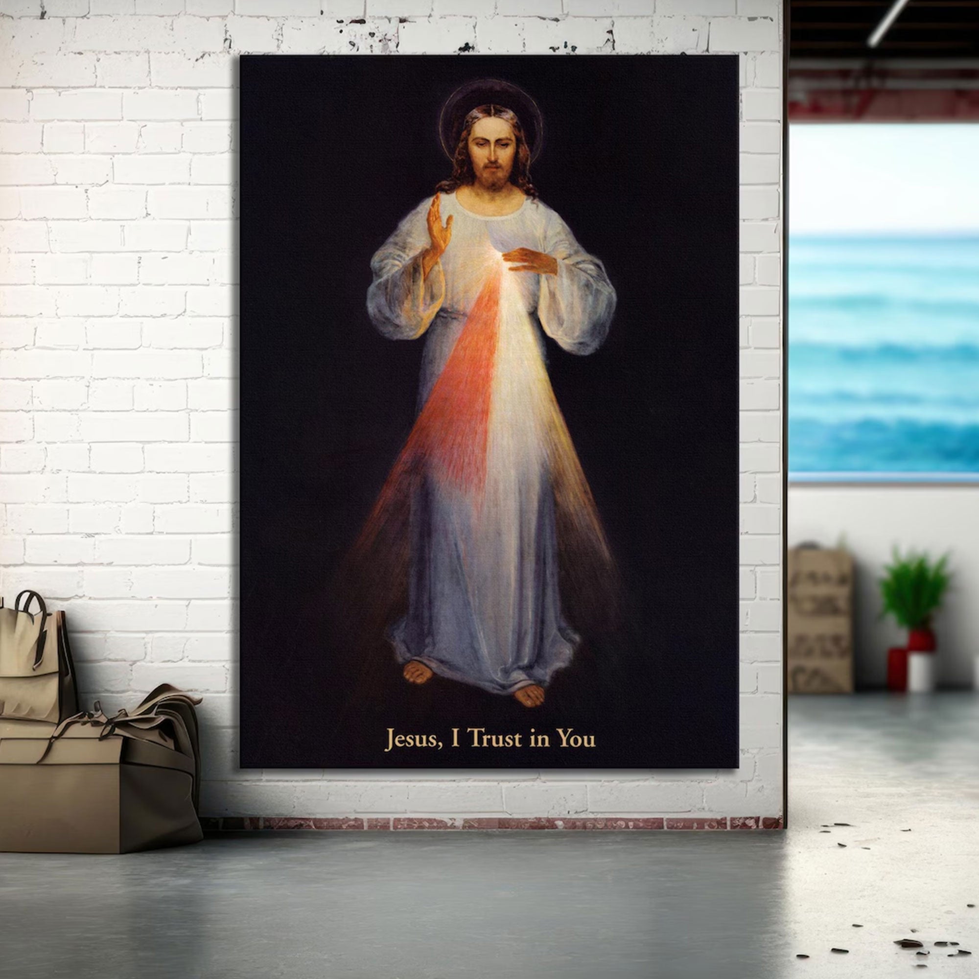 Jesus Divine Mercy Canvas Wall Art, "I Trust In You" Catholic Home Decor