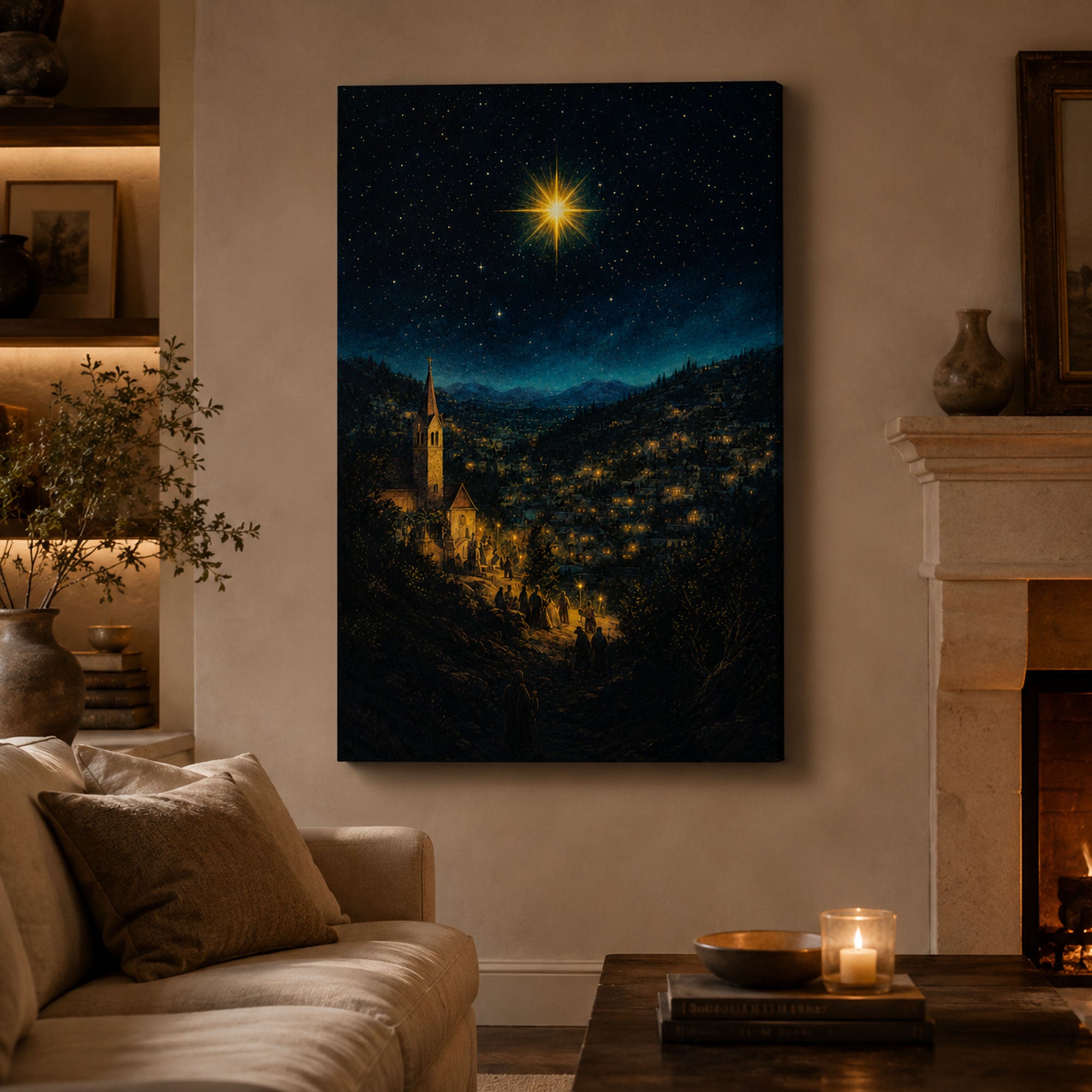 Star of Bethlehem Canvas Print, Christmas Christian Wall Art, Guiding Light Faith Home Decor