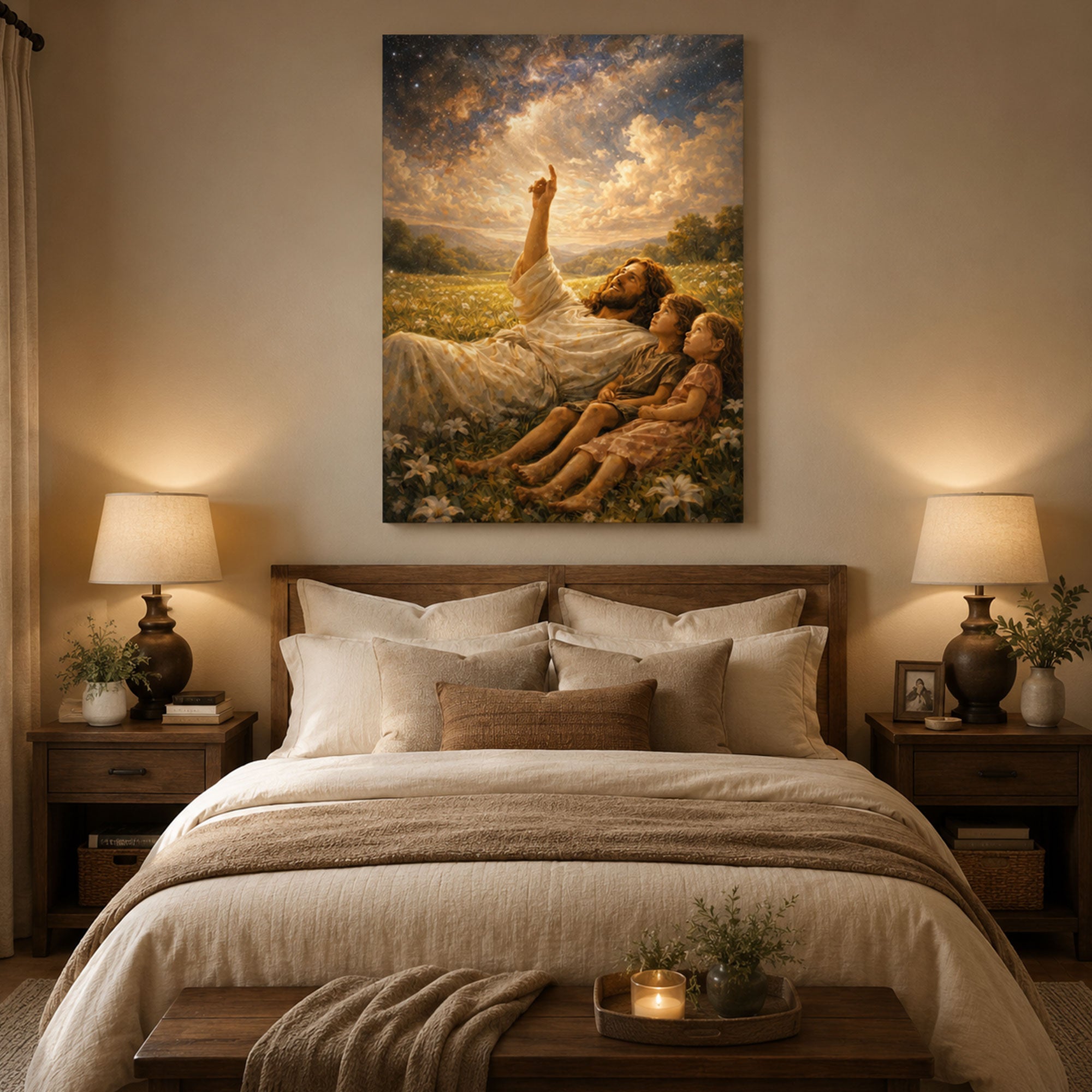 Jesus Teaching Children Art Print Christian Wall Decor Faith Inspired Canvas Print
