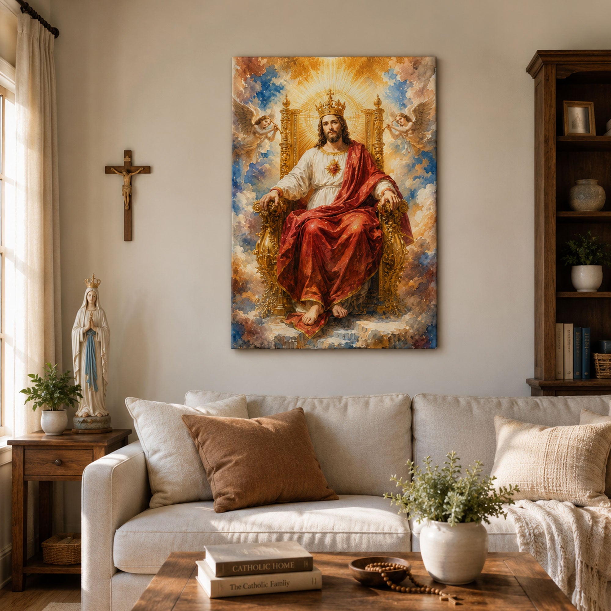 Christ the King on His Heavenly Throne Canvas Print, Catholic Home Decor