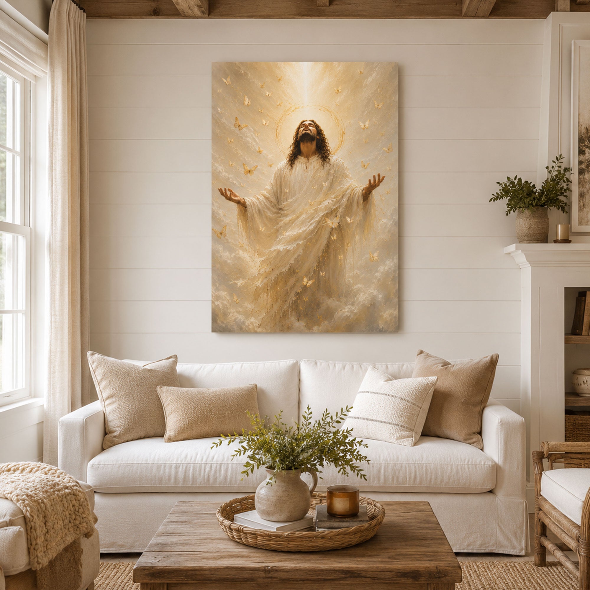 Jesus Ascension Canvas Print, Risen Christ Christian Wall Art, Faith Home Decor Gift