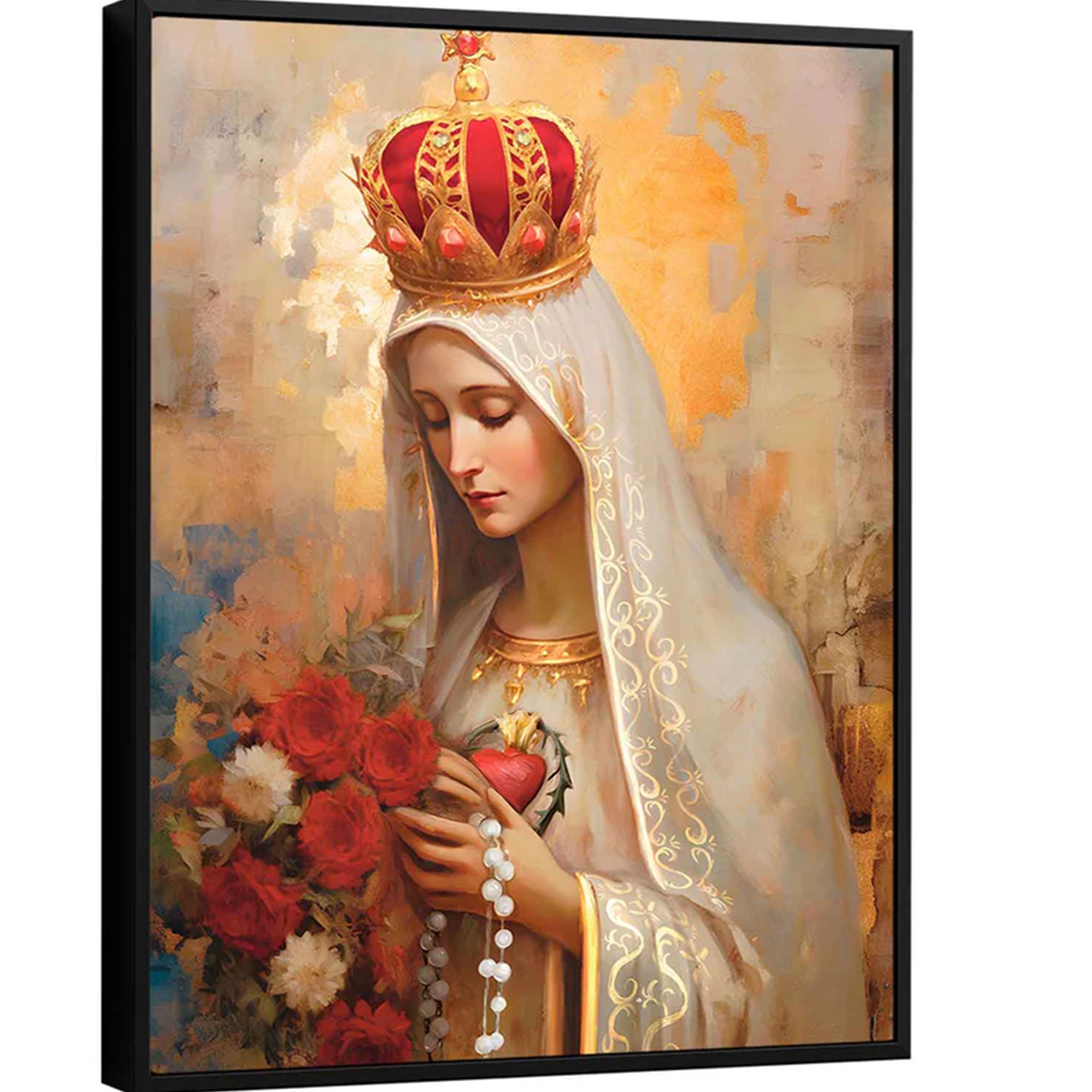 Our Lady of Fatima Canvas Print, Blessed Virgin Mary Wall Art, Catholic Religious Painting, Sacred Faith Decor