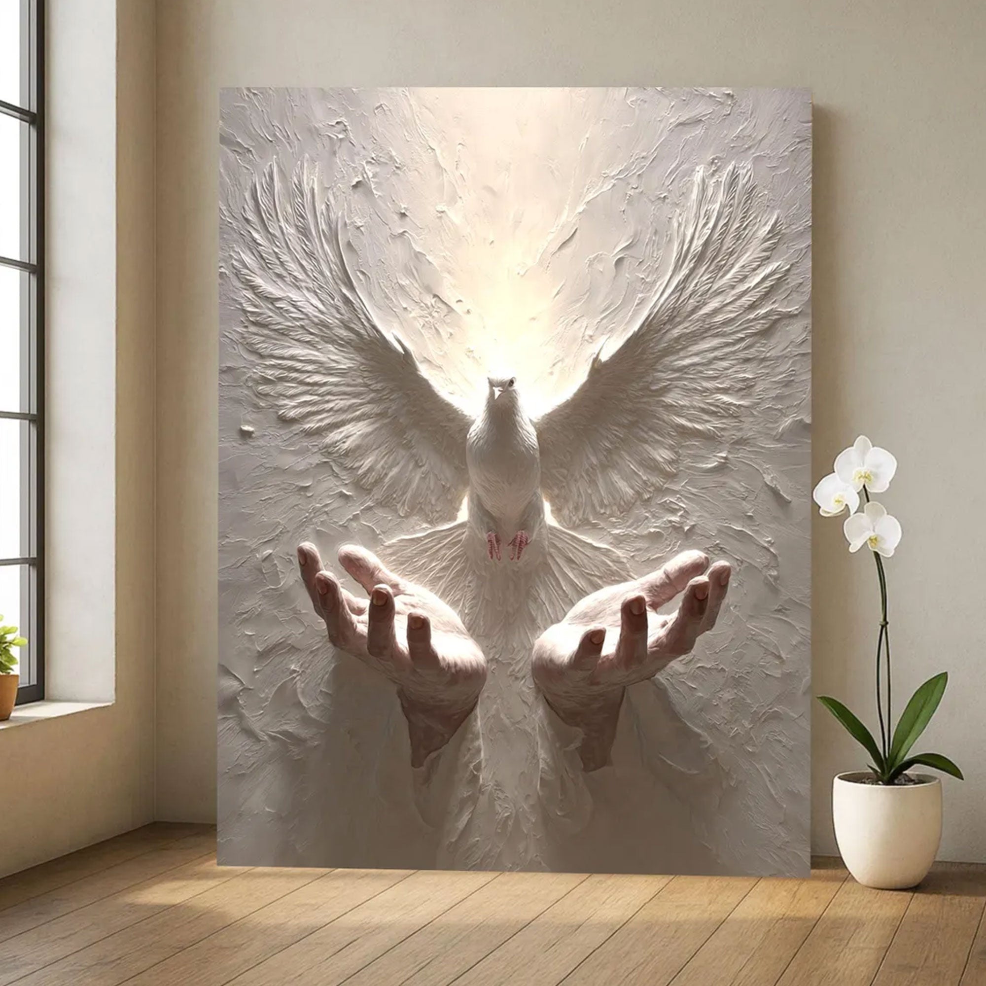 Holy Spirit Dove Canvas Print, Christian Wall Art, Symbol of Peace and Divine Presence, Inspirational Faith Decor, Spiritual Gift