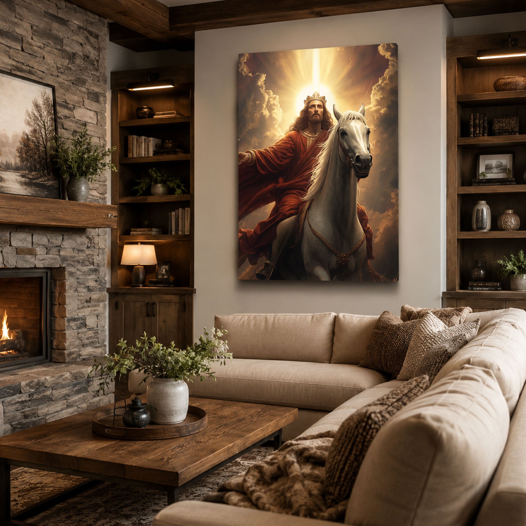 Jesus Second Coming White Horse Canvas Print Christian Wall Art Revelation Faith Home Decor