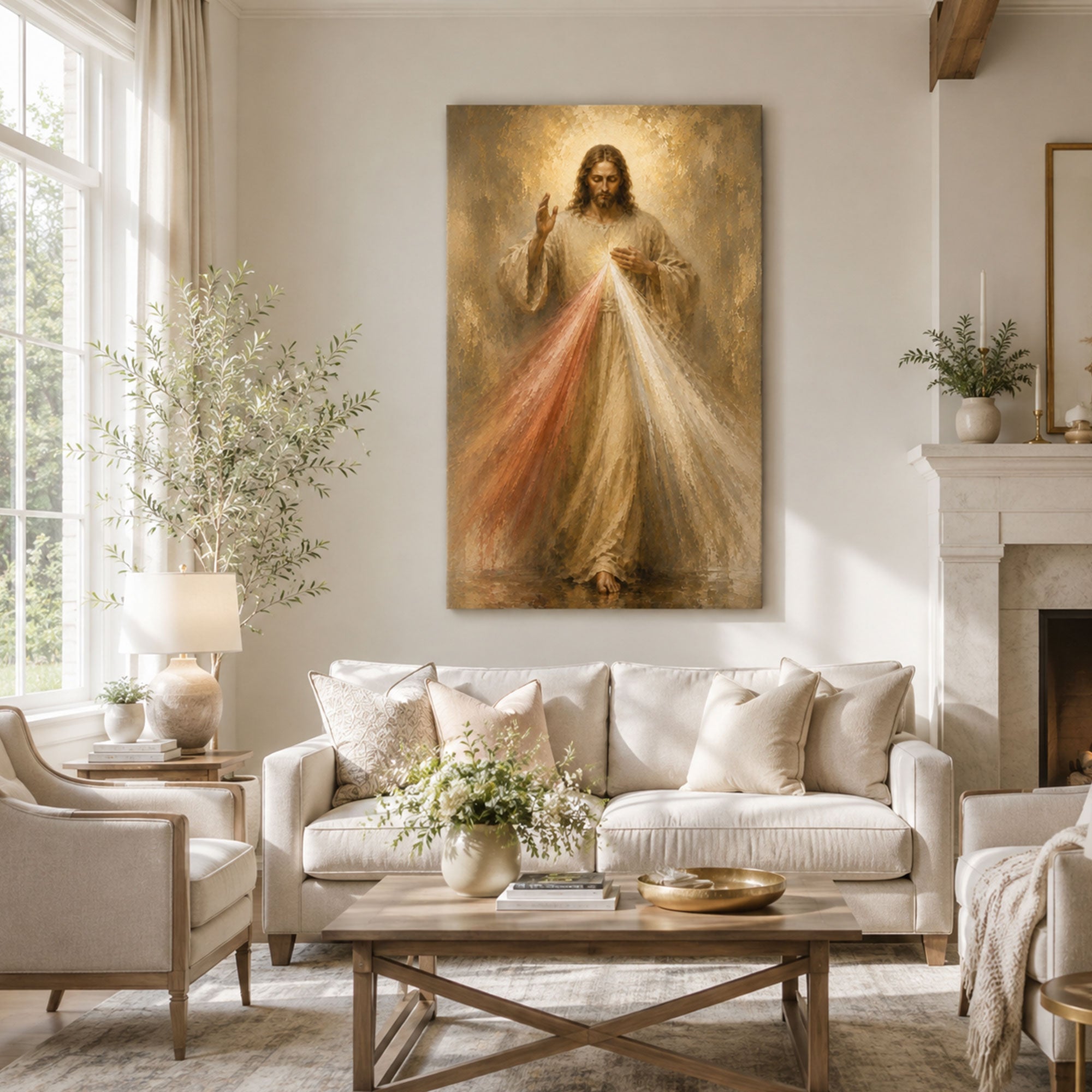 Divine Mercy Jesus Canvas Print, Jesus I Trust in You Catholic Wall Decor, Christian Faith Gift