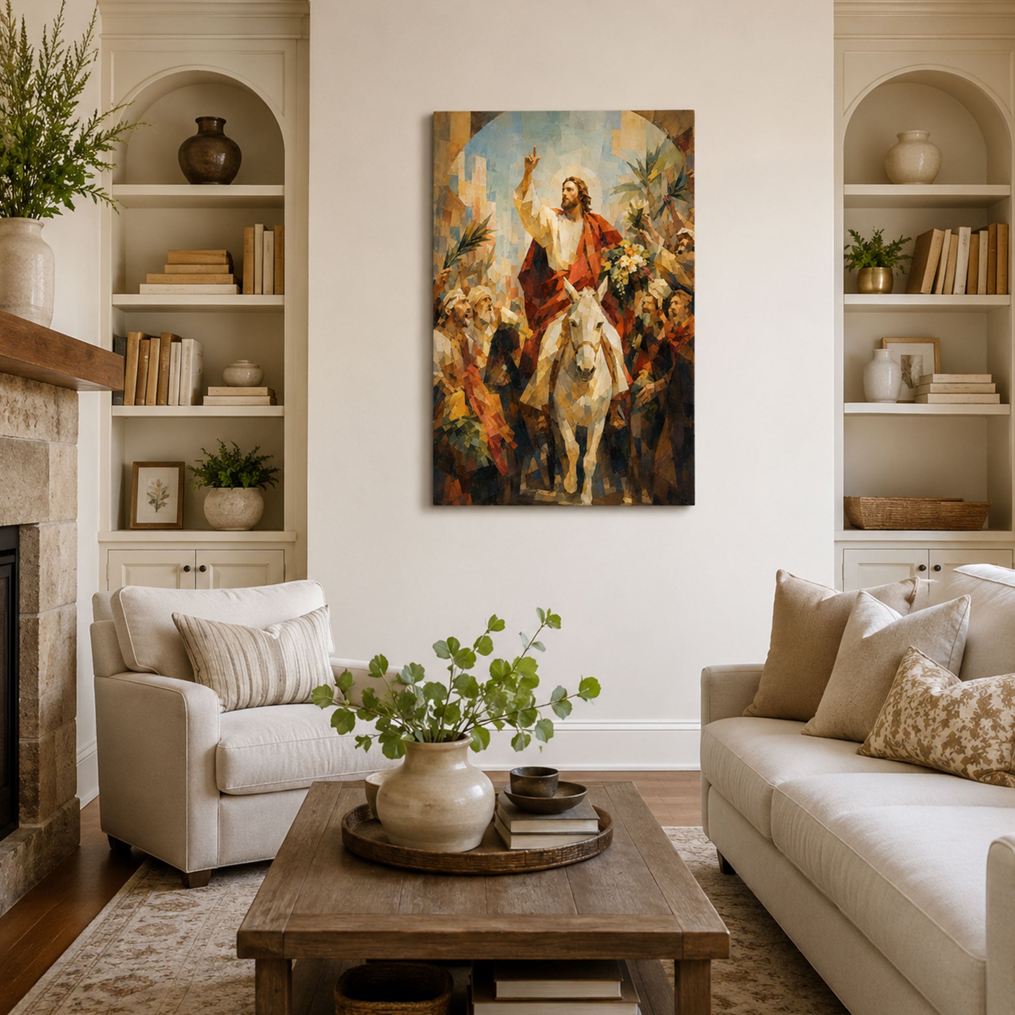 Palm Sunday Jesus Entry into Jerusalem Canvas Print, Hosanna Catholic Art