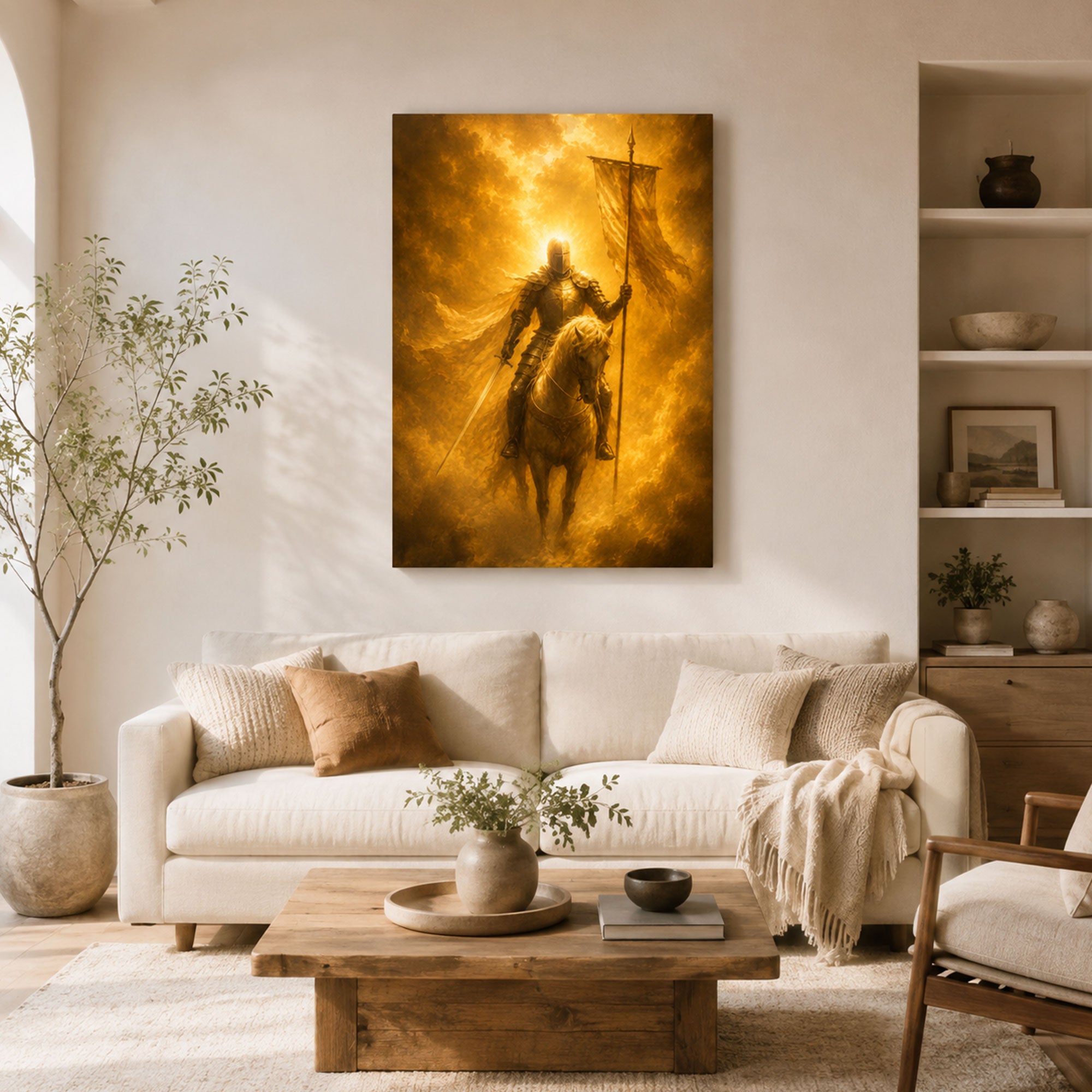 Armor of God Christian Knight Canvas Print, Ephesians 6:11 Faith Wall Decor, Warrior of God Gift