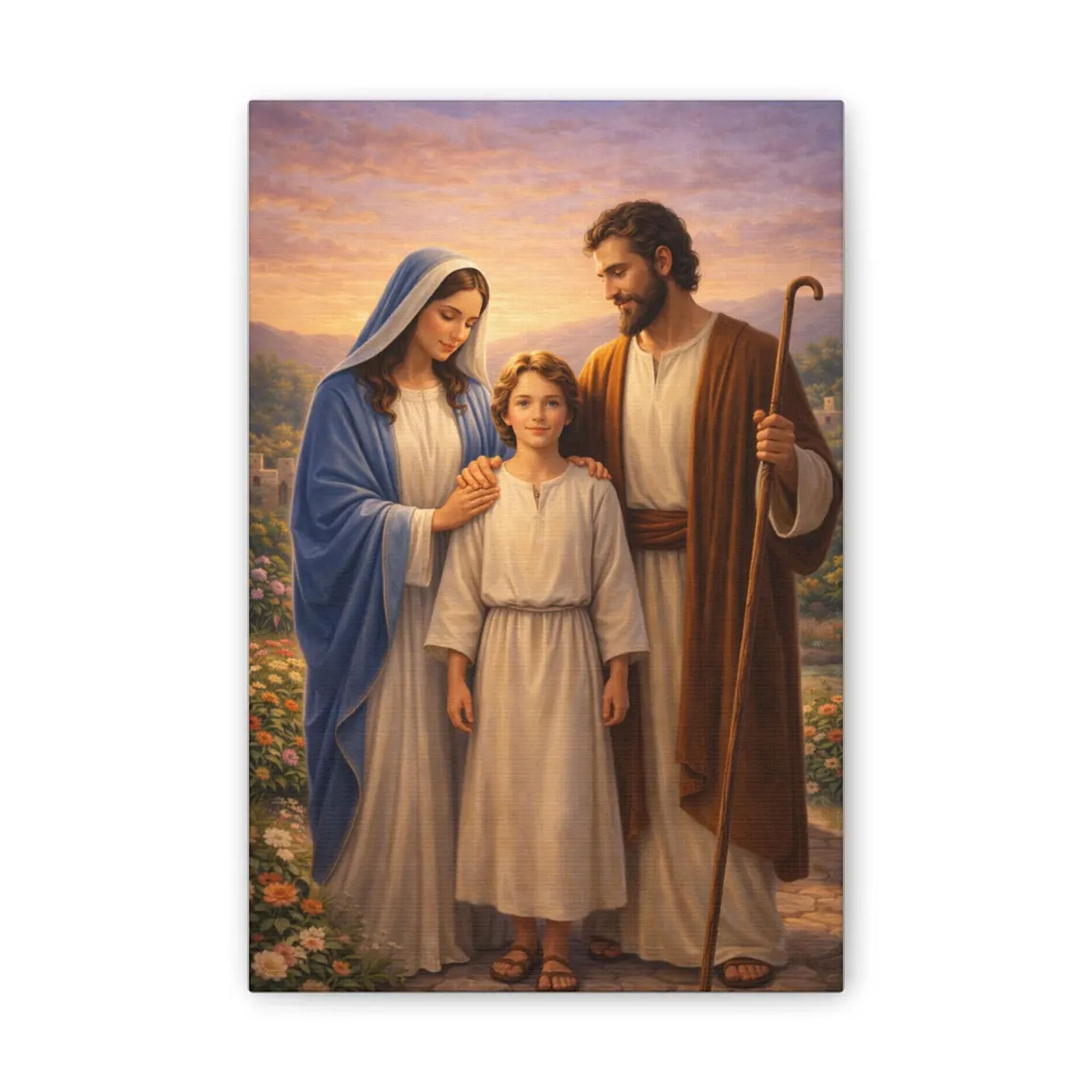 Holy Family Canvas Wall Art, Jesus Mary Joseph Christian Decor, Religious Gift