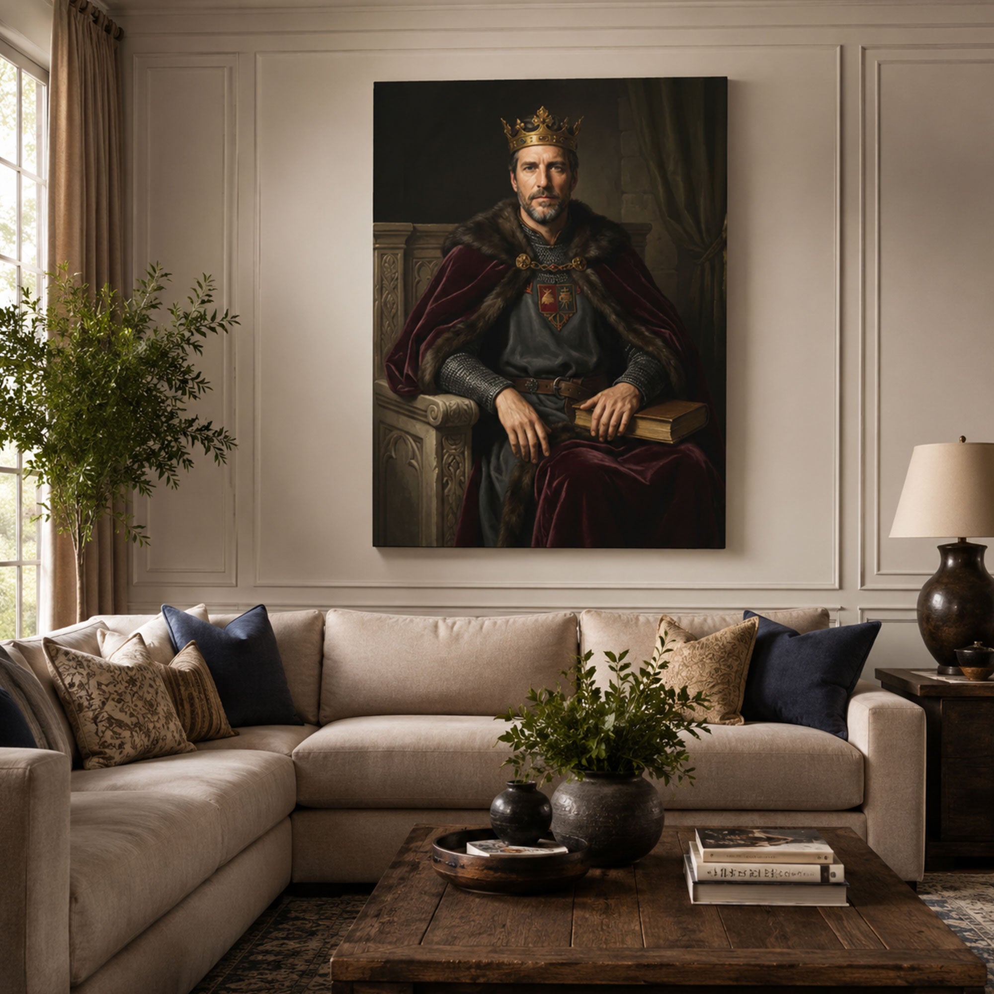 Custom Face For Dad King Canvas, Personalized Royal Portrait, Funny Father’s Day Gift