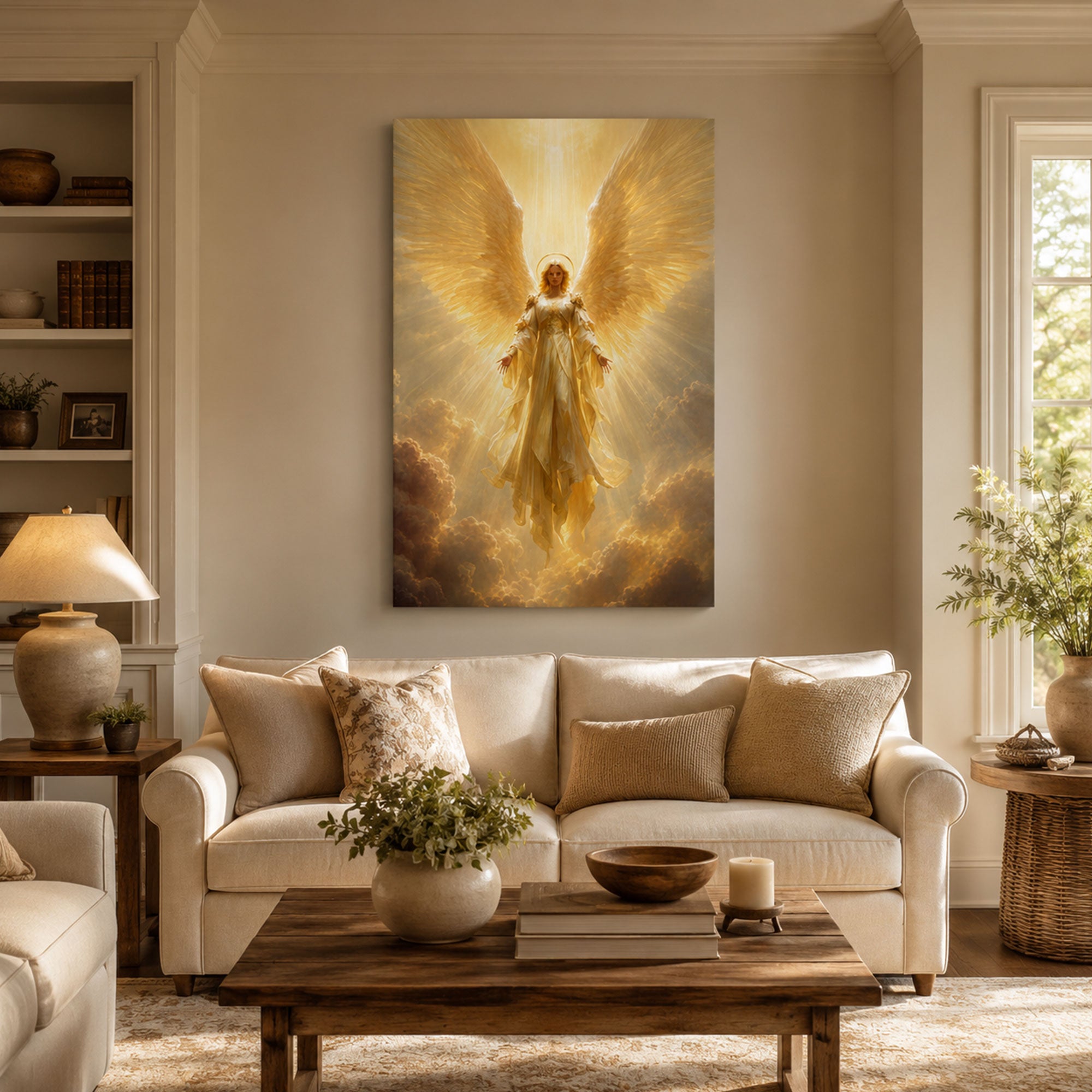 Guardian Angel Wall Art Canvas Print, Christian Angel Decor, Faith Home Gift