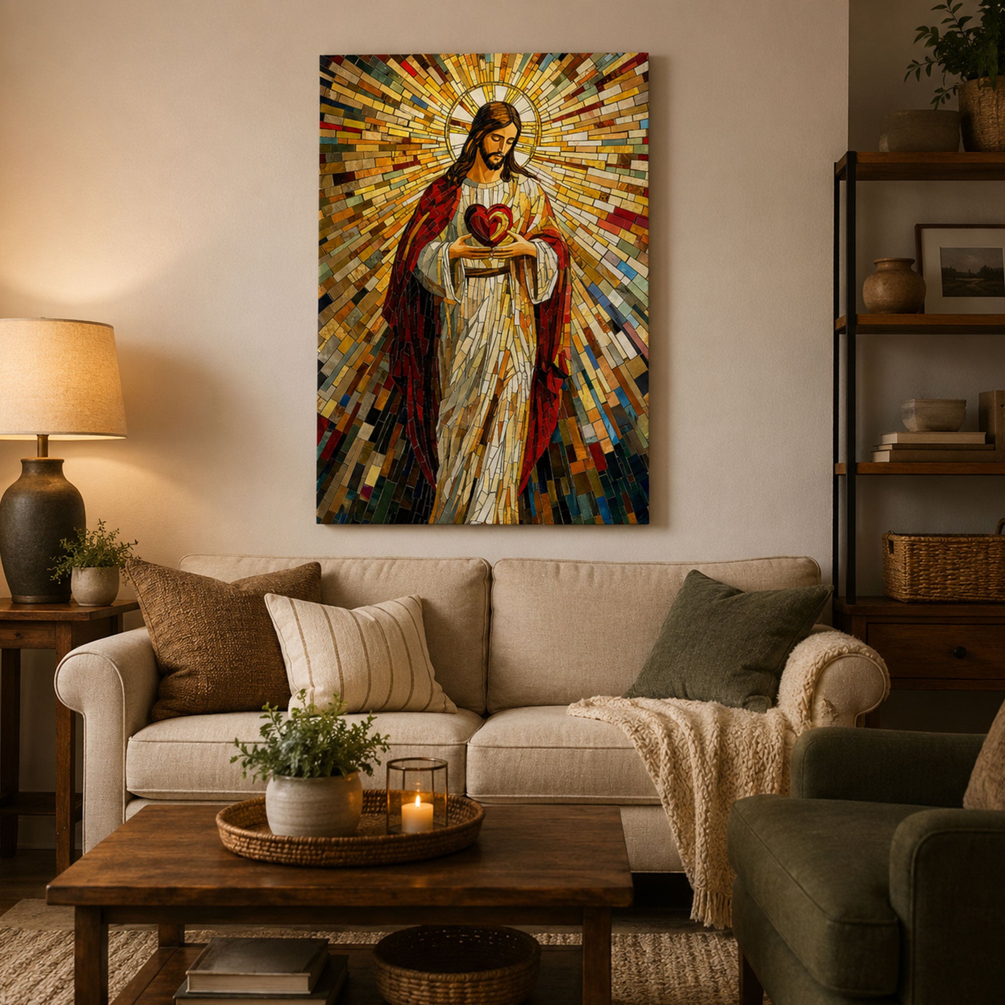 Sacred Heart Jesus Canvas Print, Christian Faith Wall Art, Religious Home Decor Gift
