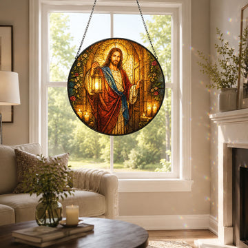 Light of the World Jesus Suncatcher, Christian Window Hanging Decor, Faith Gift for Home