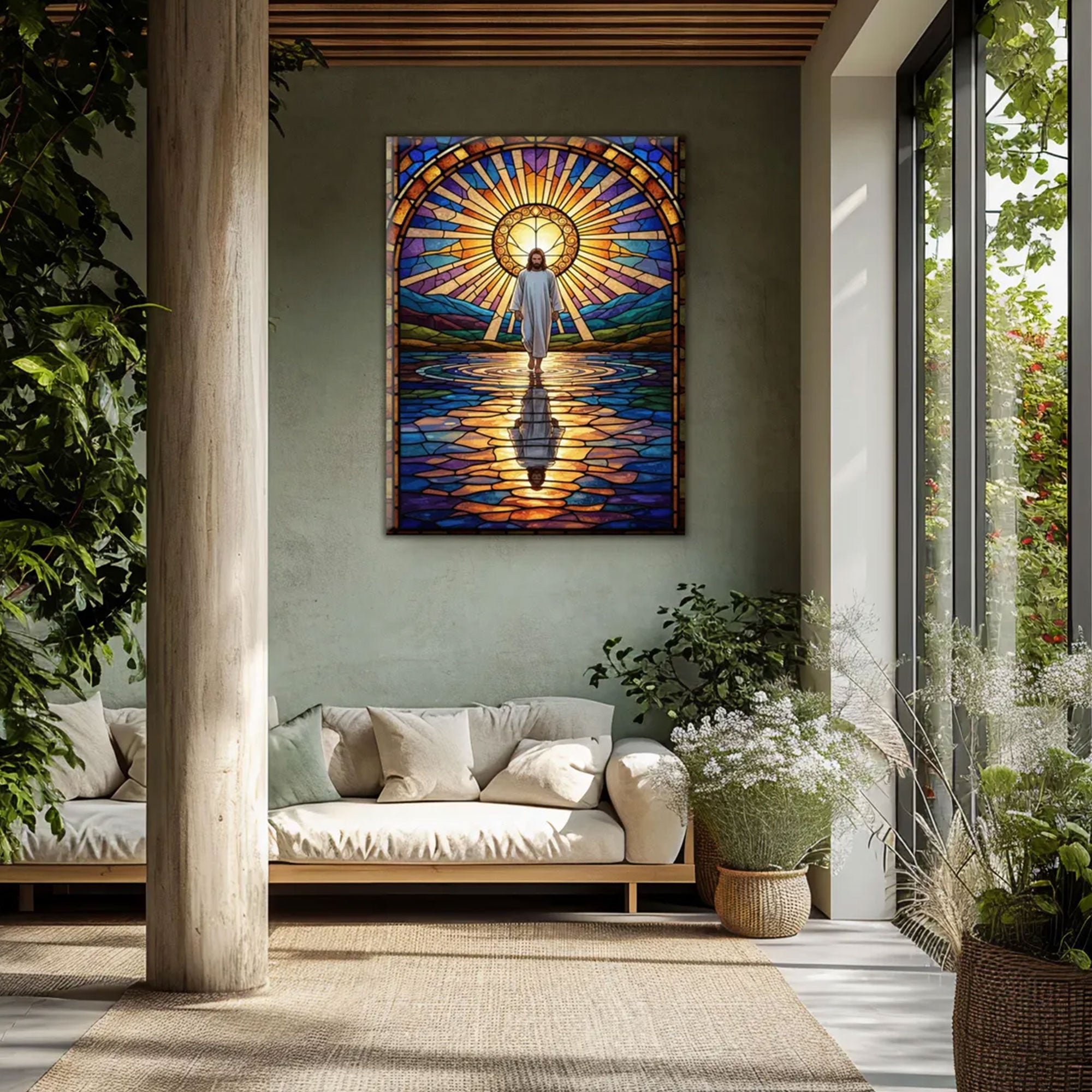 Jesus Walking on Water Canvas Print, Matte Stretched Christian Wall Art, Inspirational Faith Home Decor