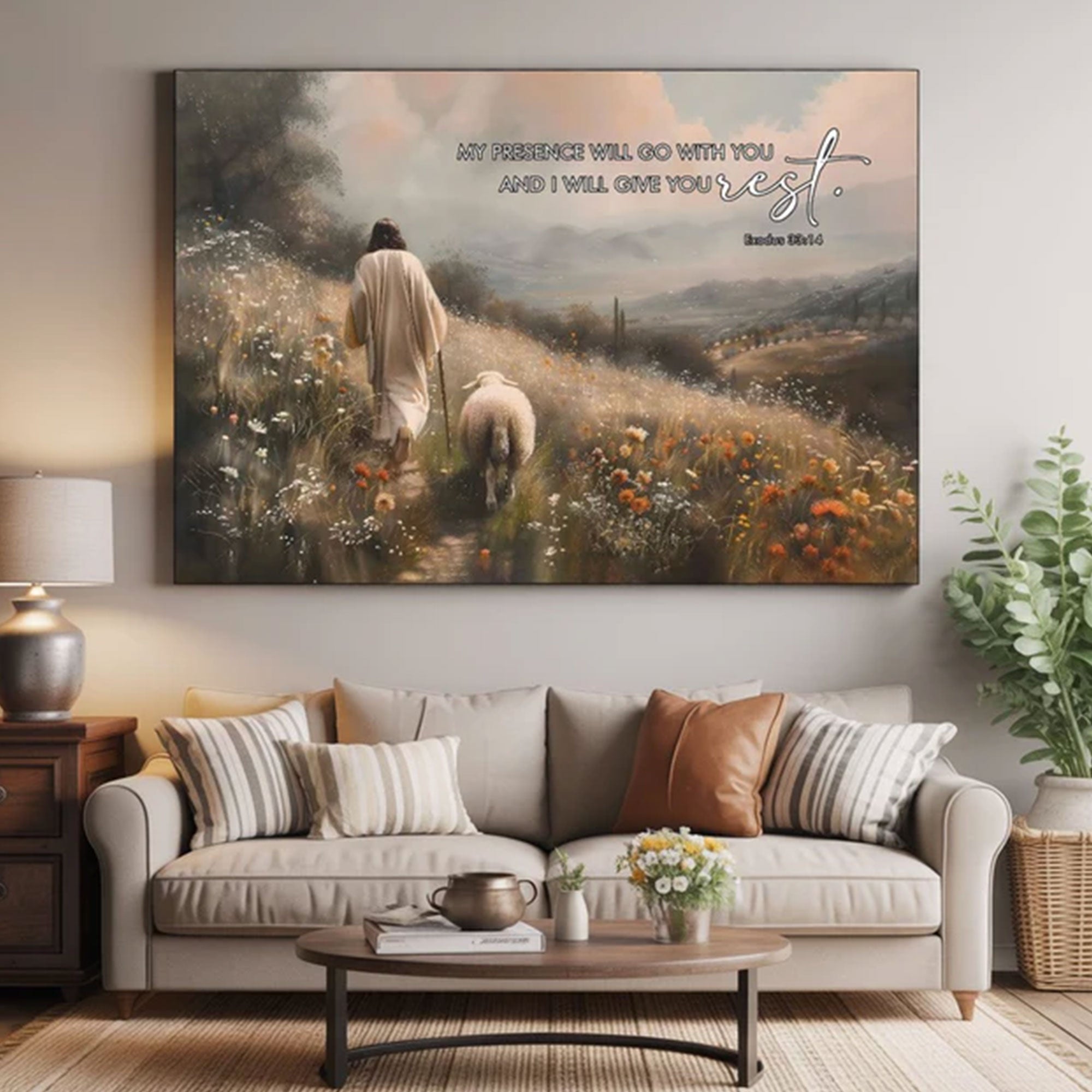 Exodus 33:14 Canvas Print, “My Presence Will Go With You” Christian Wall Art, Peaceful Faith Decor
