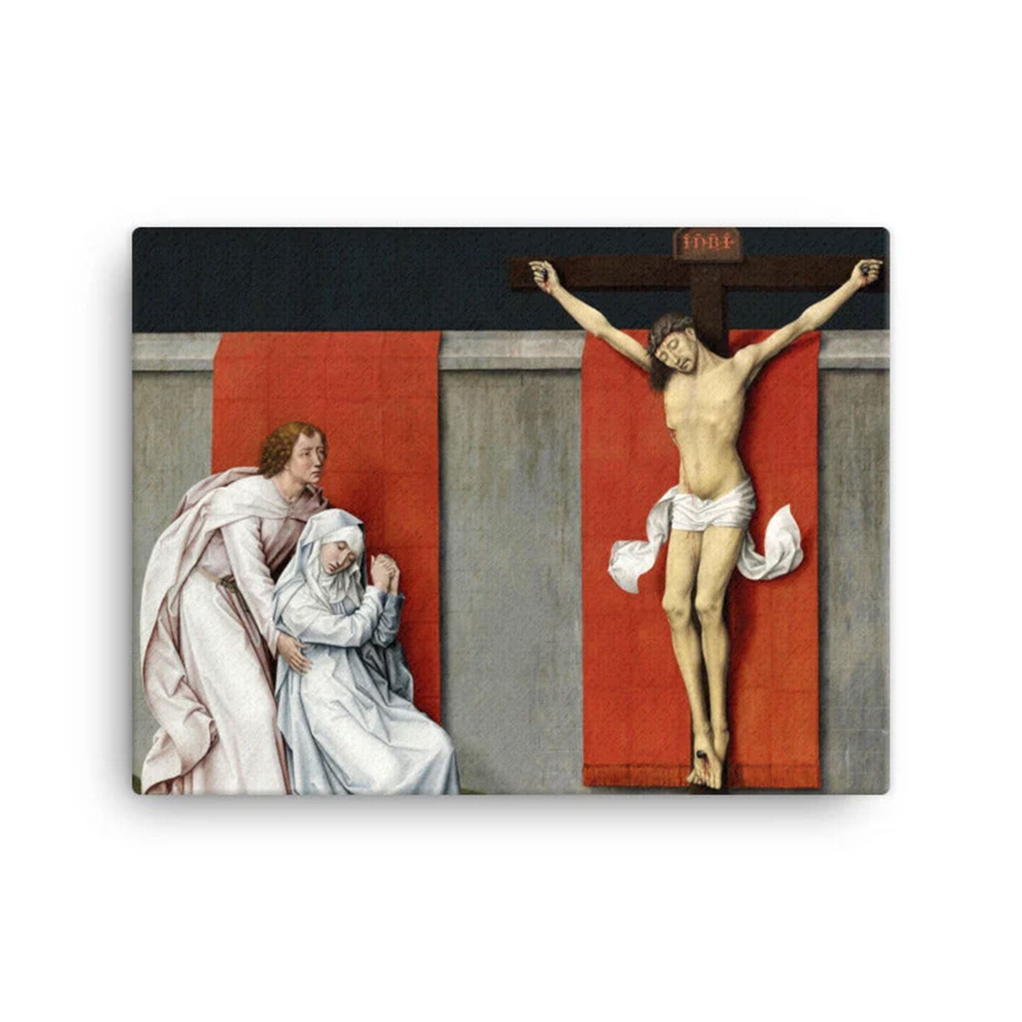 The Crucifixion Canvas Print, Jesus on the Cross with Virgin Mary and Saint John Mourning, Renaissance Religious Painting, Christian Wall Art, Inspirational Faith Gift