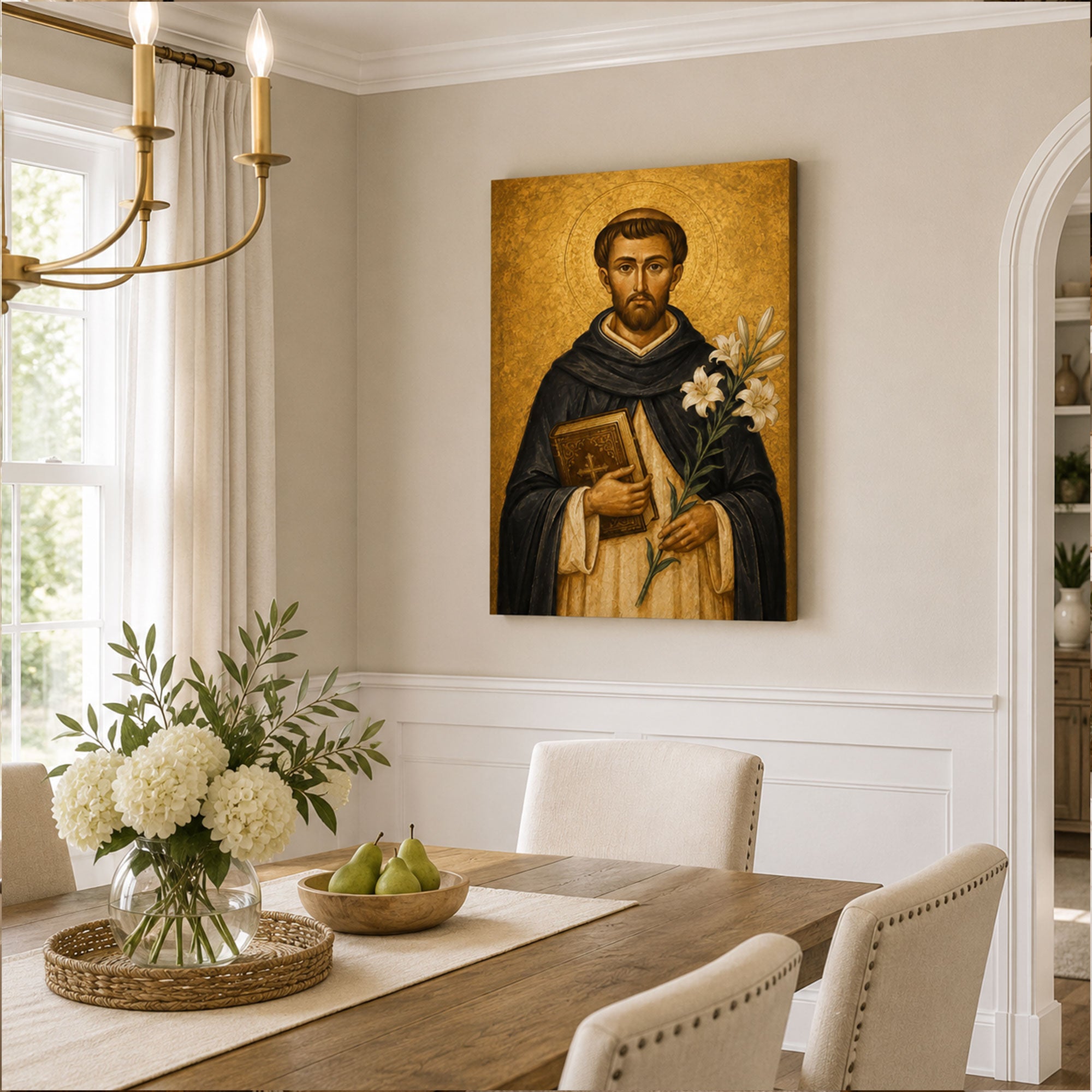 Saint Dominic de Guzman Canvas Print, Catholic Wall Decor, Dominican Faith Gift
