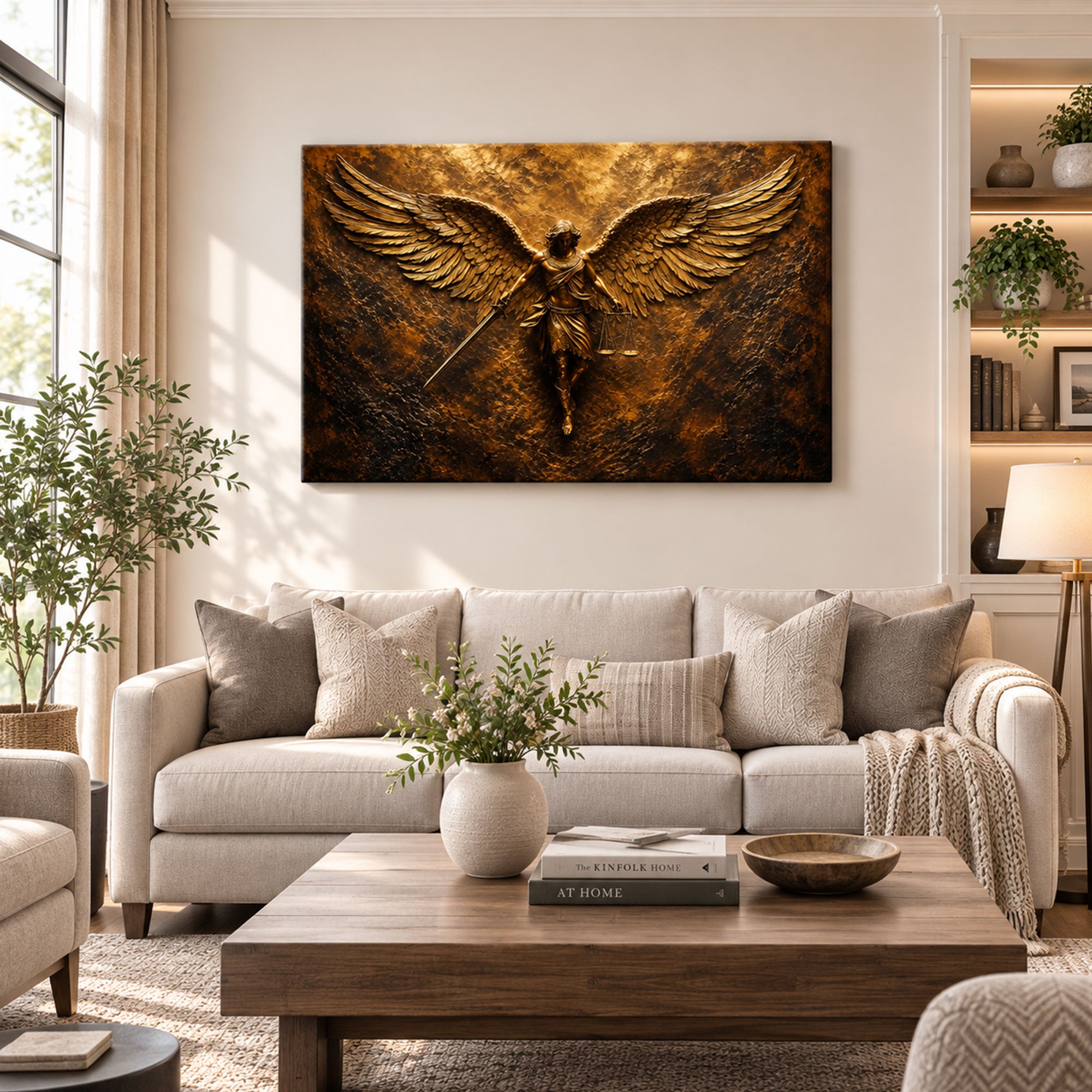 Saint Michael the Archangel Canvas Print, Sword and Scales Catholic Wall Decor, Protection Faith Gift